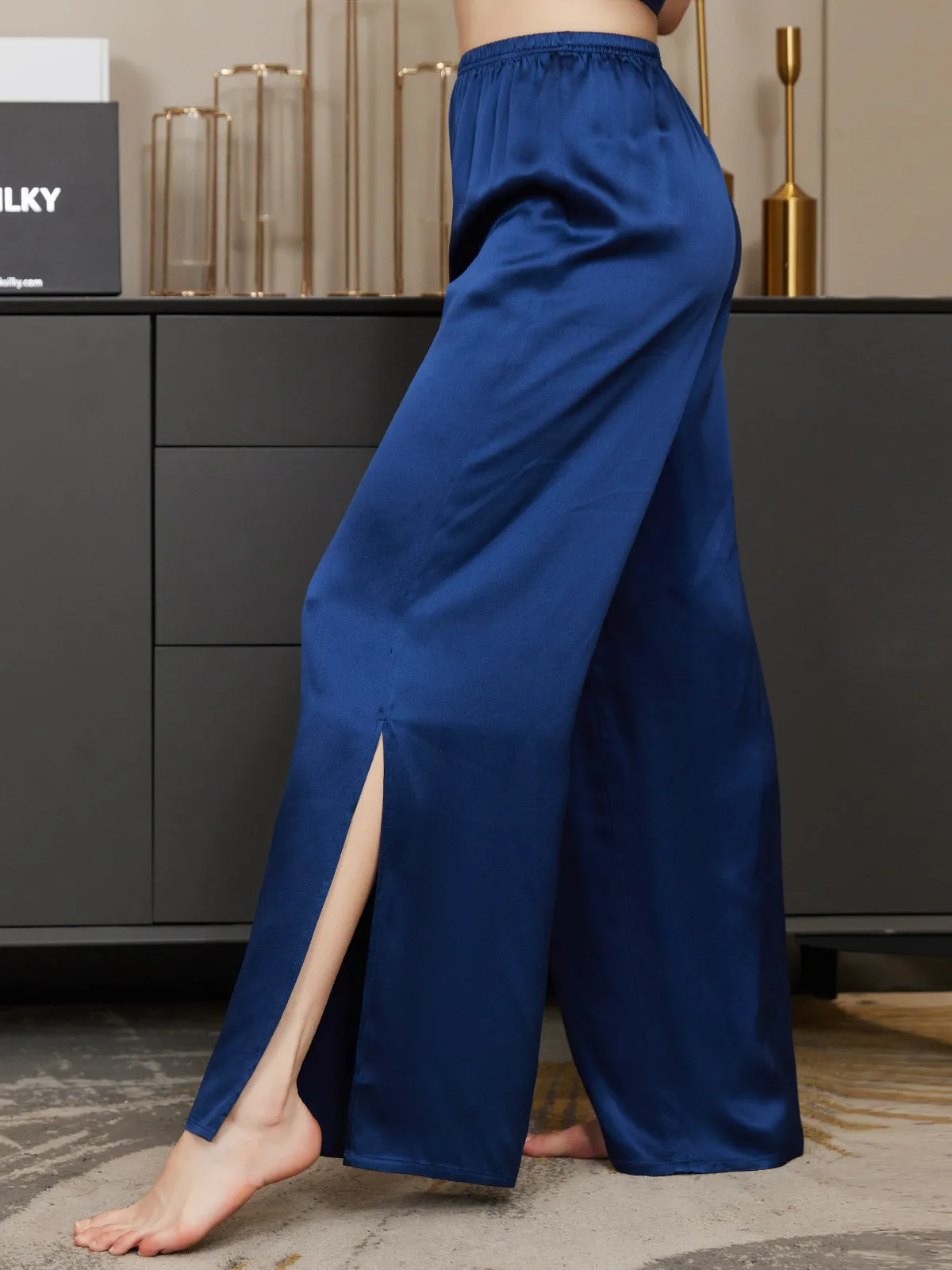 Clearance(US Warehouse) -Pure Silk Solid Color Casual Split Hem Womens Pants