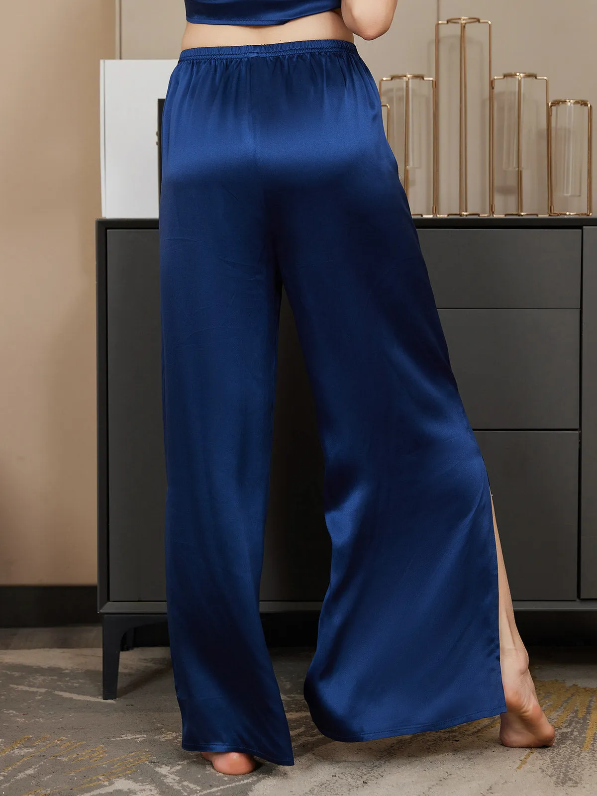 Clearance(US Warehouse) -Pure Silk Solid Color Casual Split Hem Womens Pants