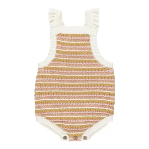 Crochet Romper - Pink Stripe