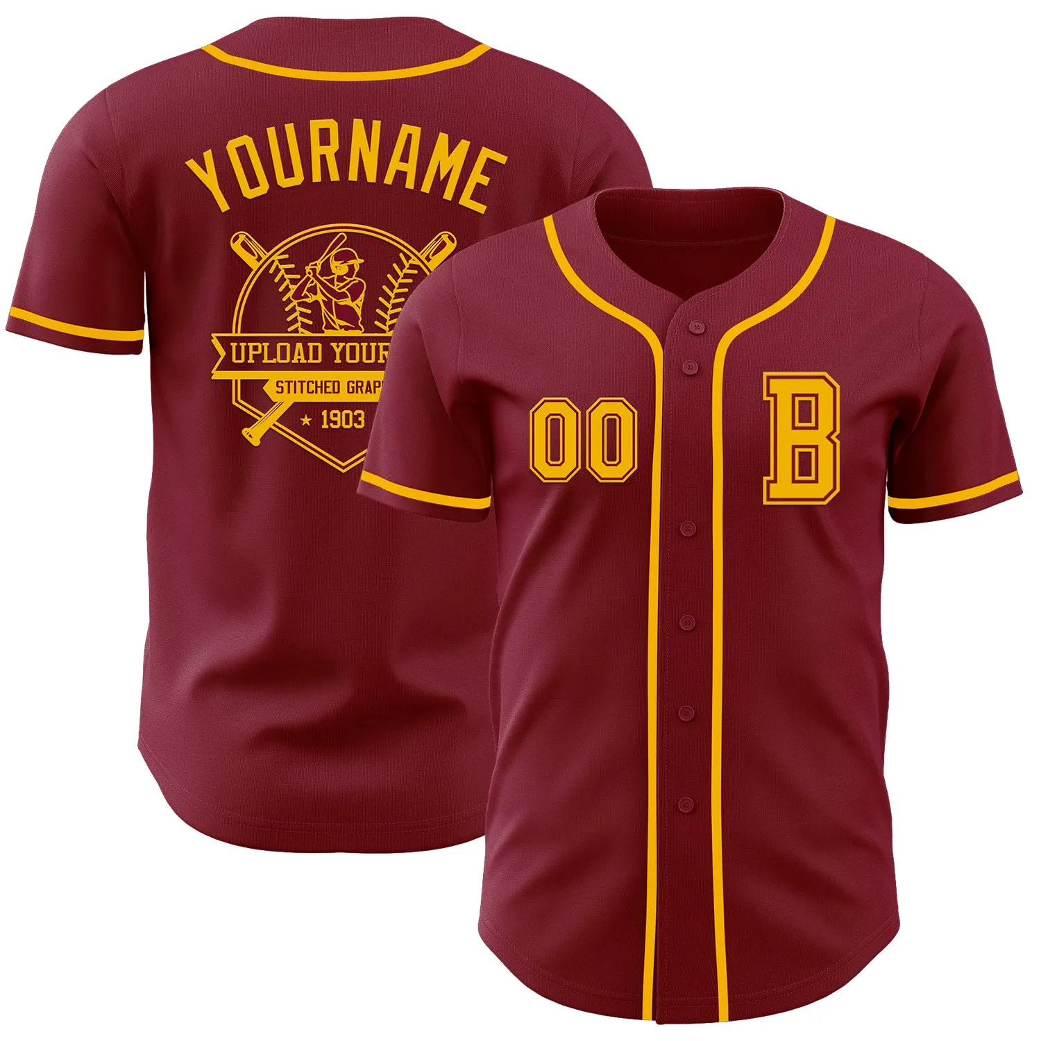 Custom Crimsom Gold Authentic Baseball Jersey