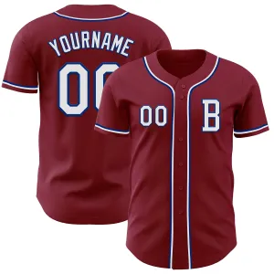 Custom Crimsom White-Royal Authentic Baseball Jersey