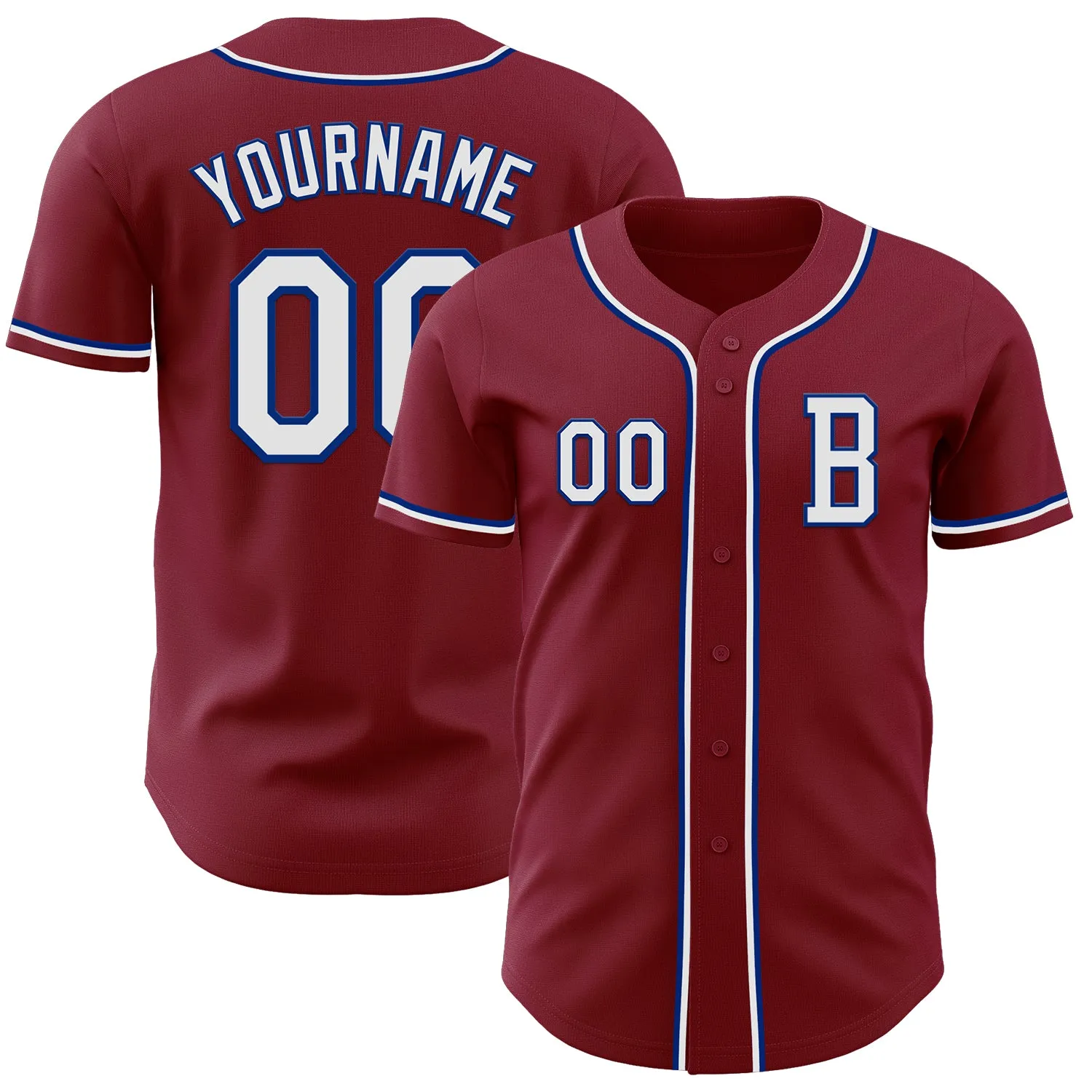 Custom Crimsom White-Royal Authentic Baseball Jersey