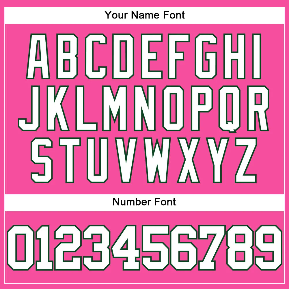 Custom Pink White-Green Authentic Baseball Jersey