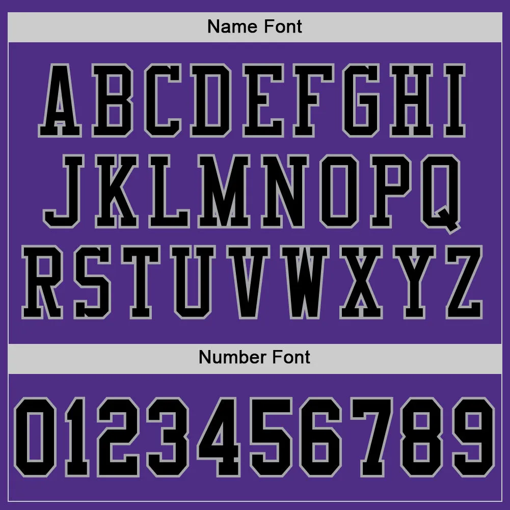 Custom Purple Black-Gray Mesh Authentic Football Jersey
