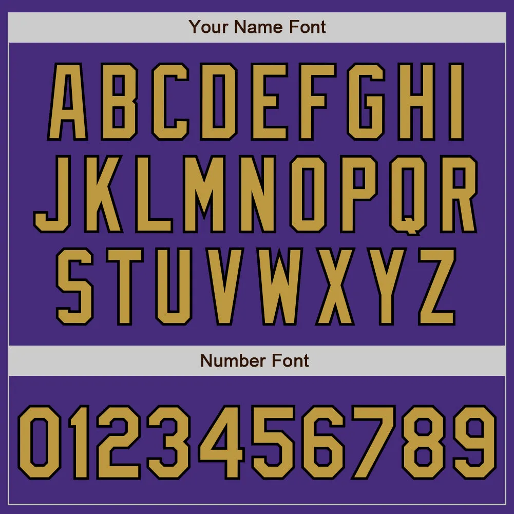 Custom Purple Old Gold-Black Authentic Raglan Sleeves Baseball Jersey