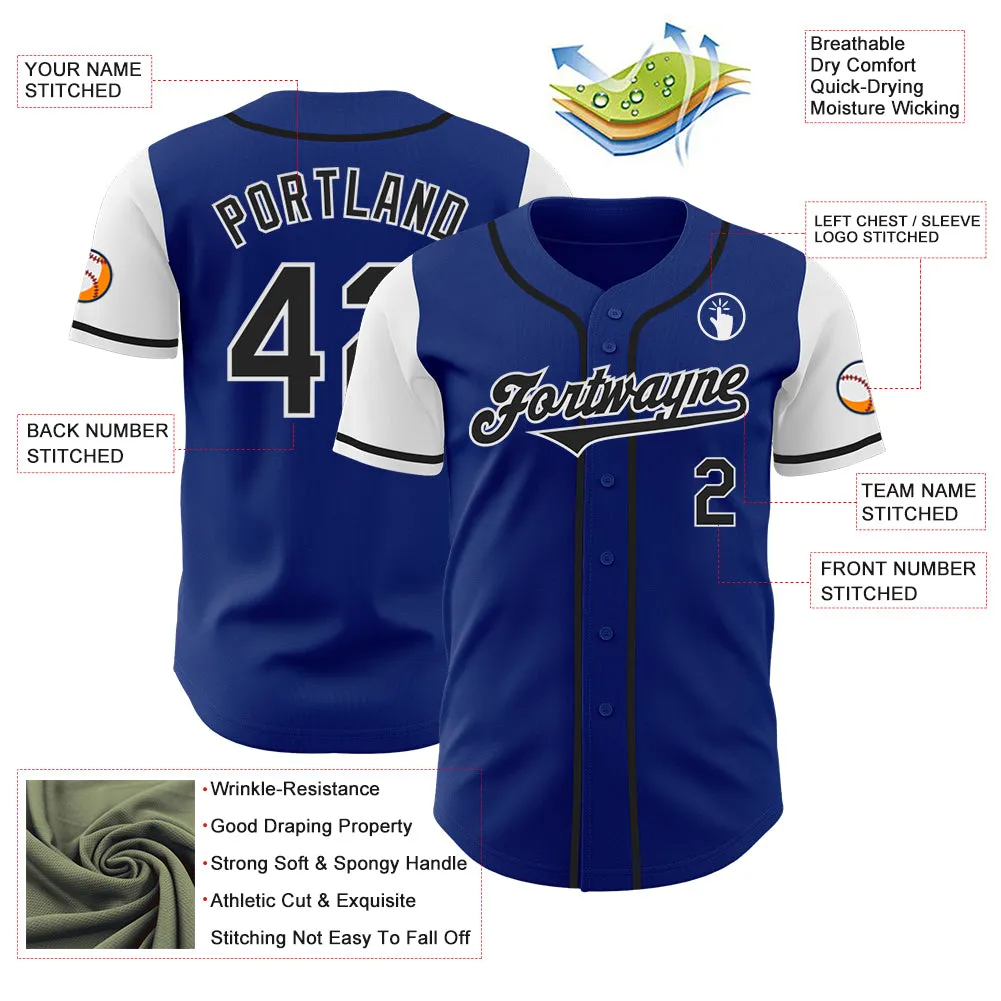 Custom Royal Black-White Authentic Two Tone Baseball Jersey