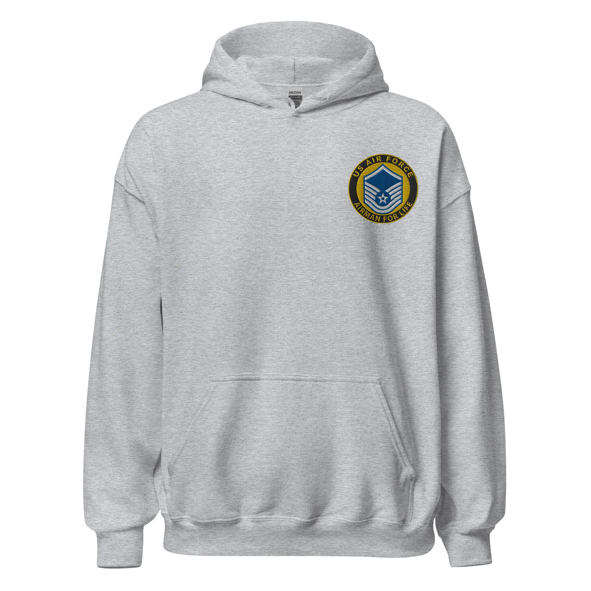 Custom US Air Force Ranks, Insignia Airman For Life Embroidered Unisex Hoodie