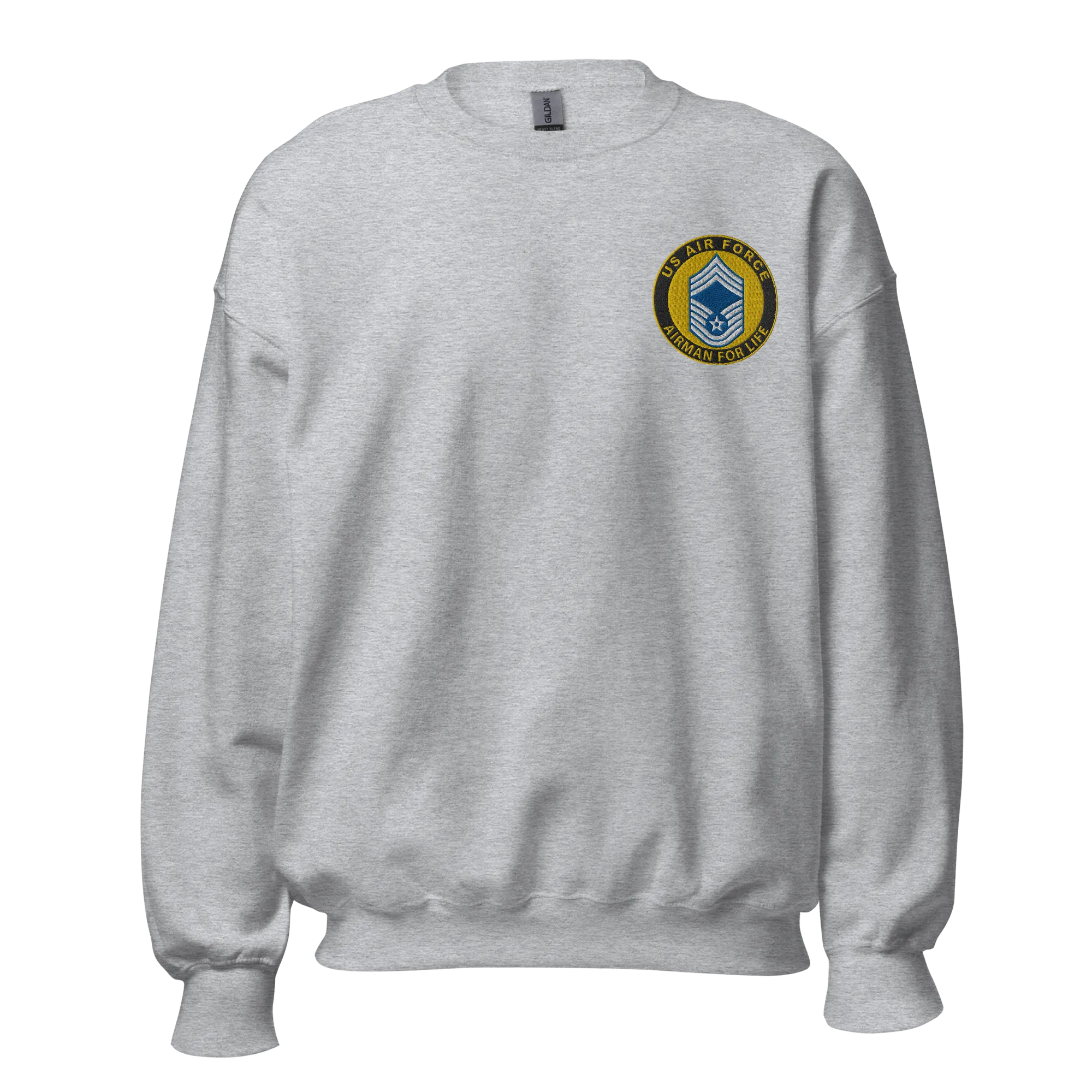 Custom US Air Force Ranks, Insignia Airman For Life Embroidered Unisex Sweatshirt