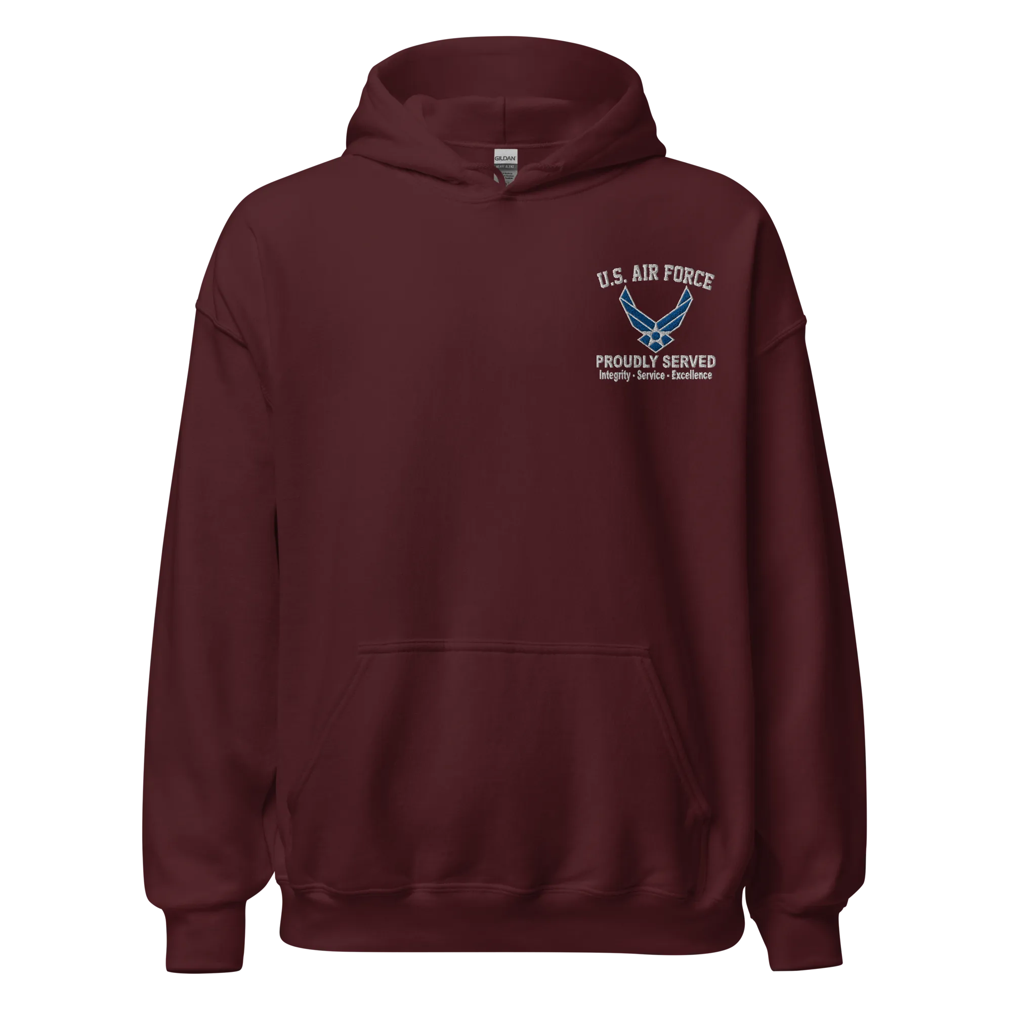 Custom US Air Force Ranks, Insignia Core Values Embroidered Unisex Hoodie