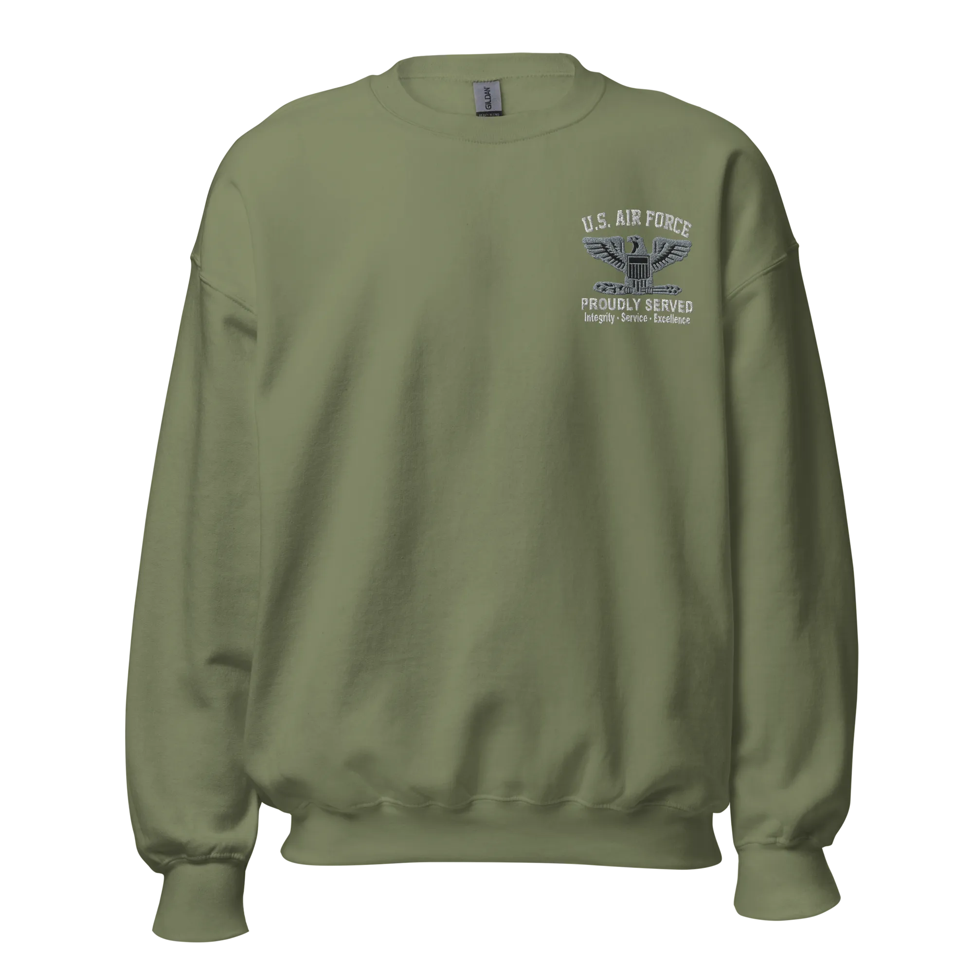 Custom US Air Force Ranks, Insignia Core Values Embroidered Unisex Sweatshirt