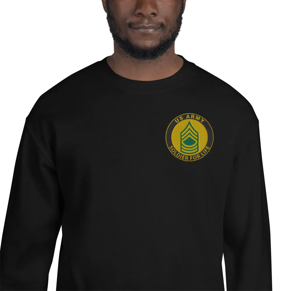 Custom US Army Ranks, Insignia Soldier For Life Embroidered Unisex Sweatshirt