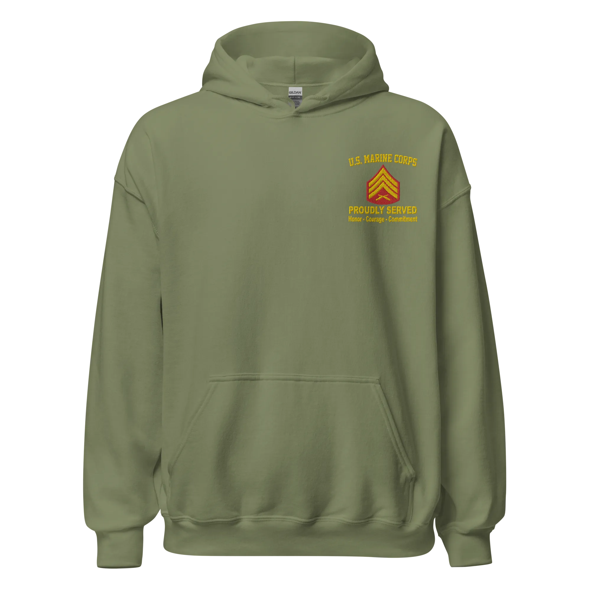 Custom US Marine Corps Ranks, Insignia Core Values Embroidered Unisex Hoodie