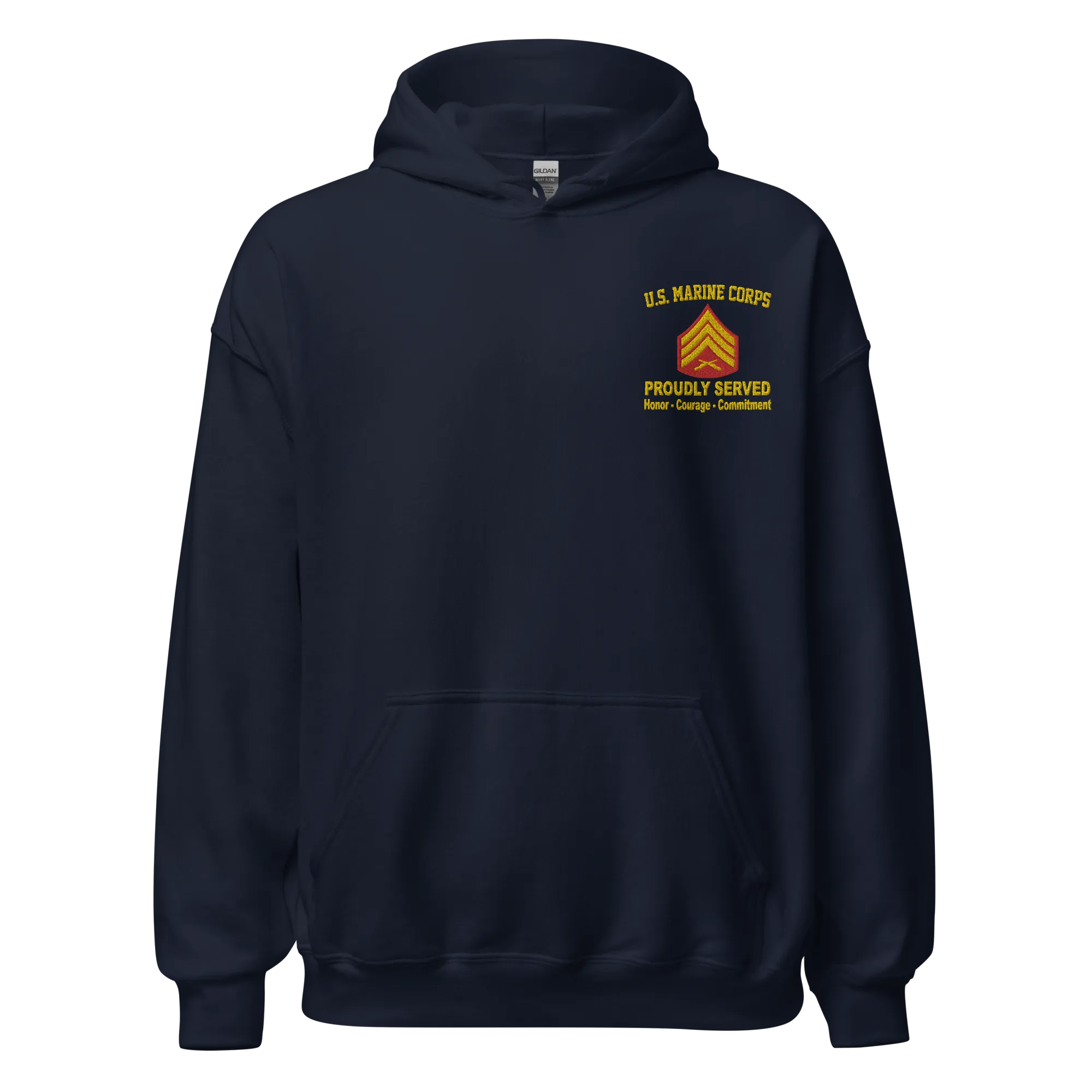 Custom US Marine Corps Ranks, Insignia Core Values Embroidered Unisex Hoodie