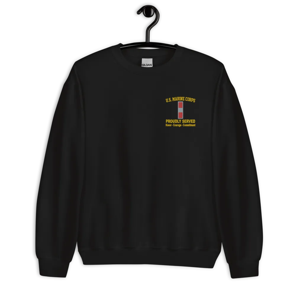 Custom US Marine Corps Ranks, Insignia Core Values Embroidered Unisex Sweatshirt