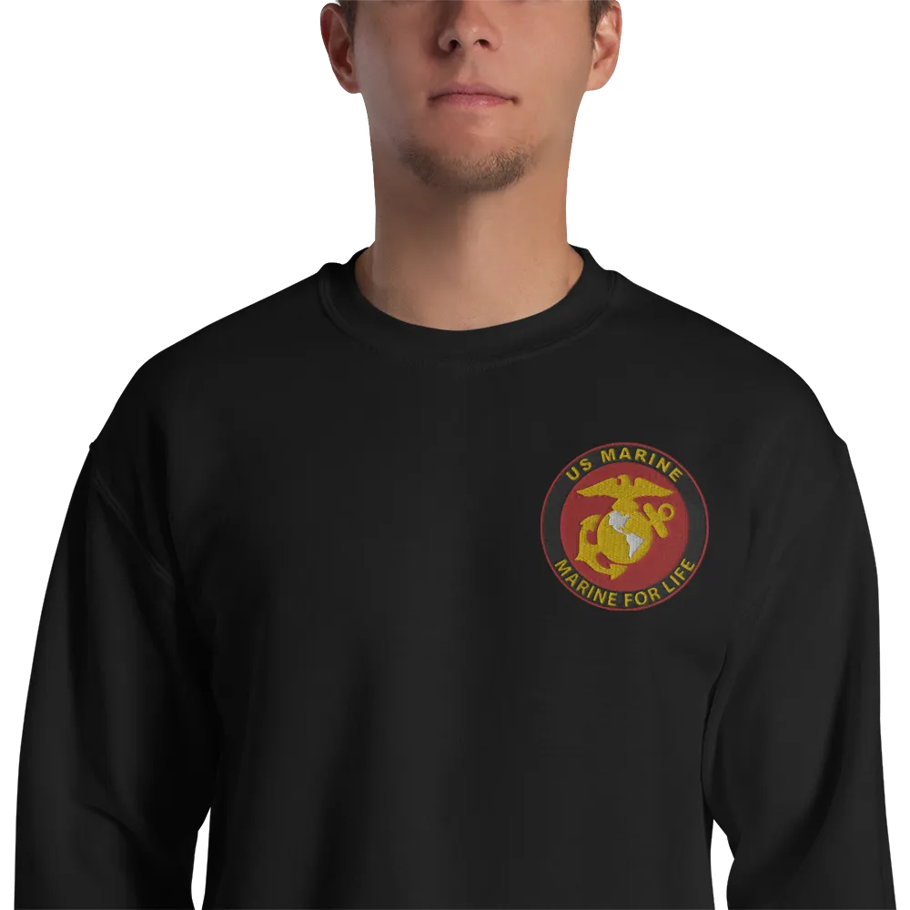 Custom US Marine Corps Ranks, Insignia Marine For Life Embroidered Unisex Sweatshirt