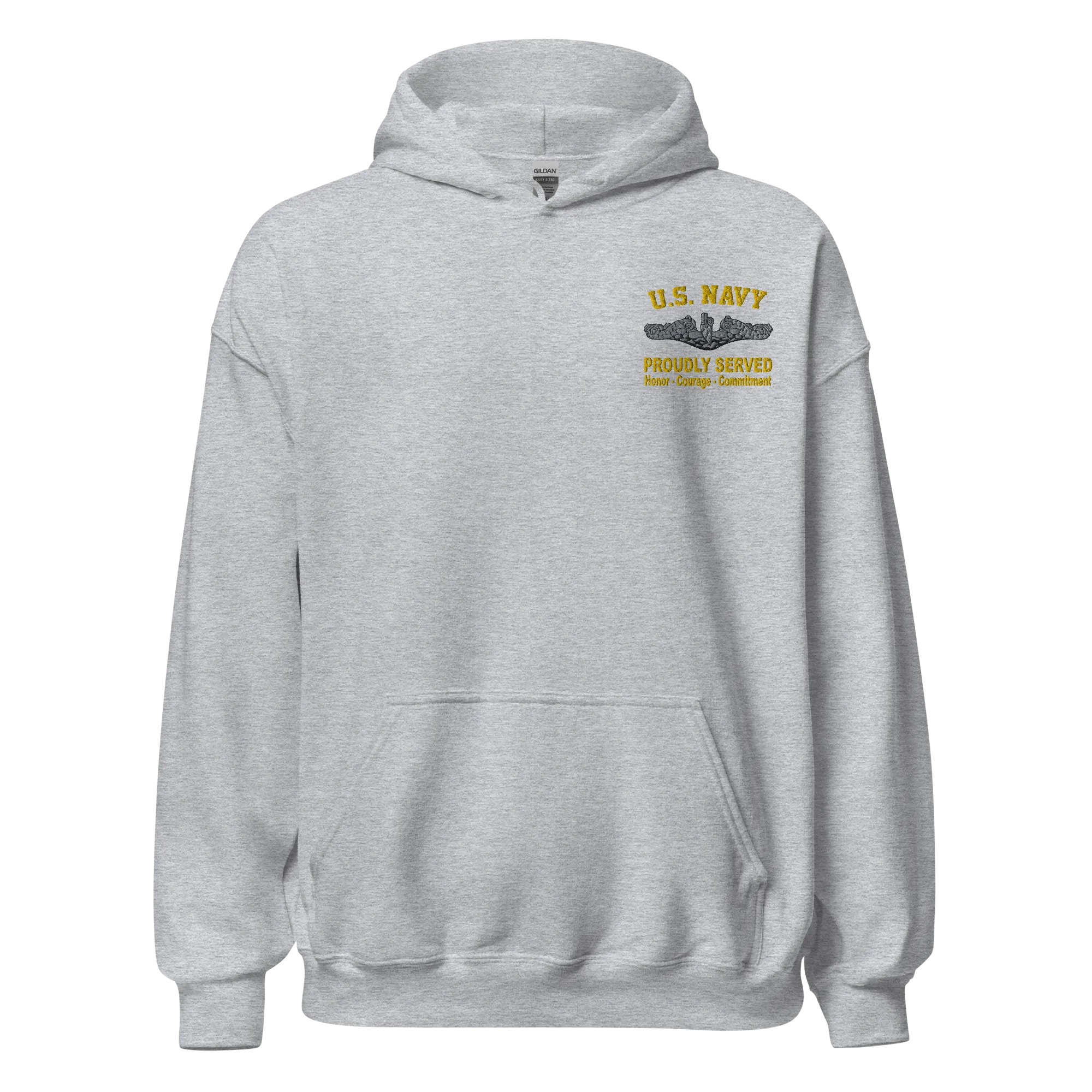 Custom US Navy Ranks, Insignia Core Values Embroidered Unisex Hoodie