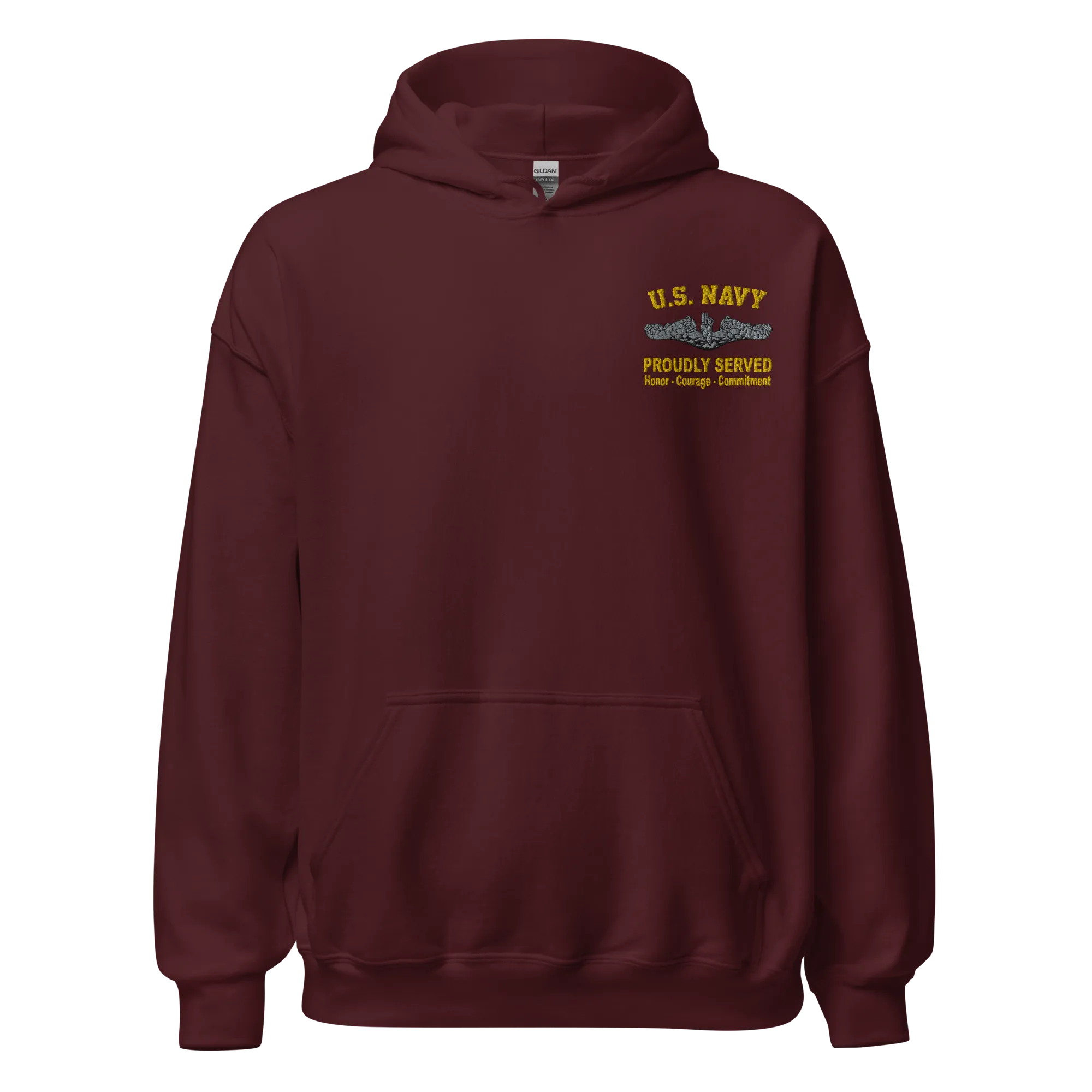 Custom US Navy Ranks, Insignia Core Values Embroidered Unisex Hoodie