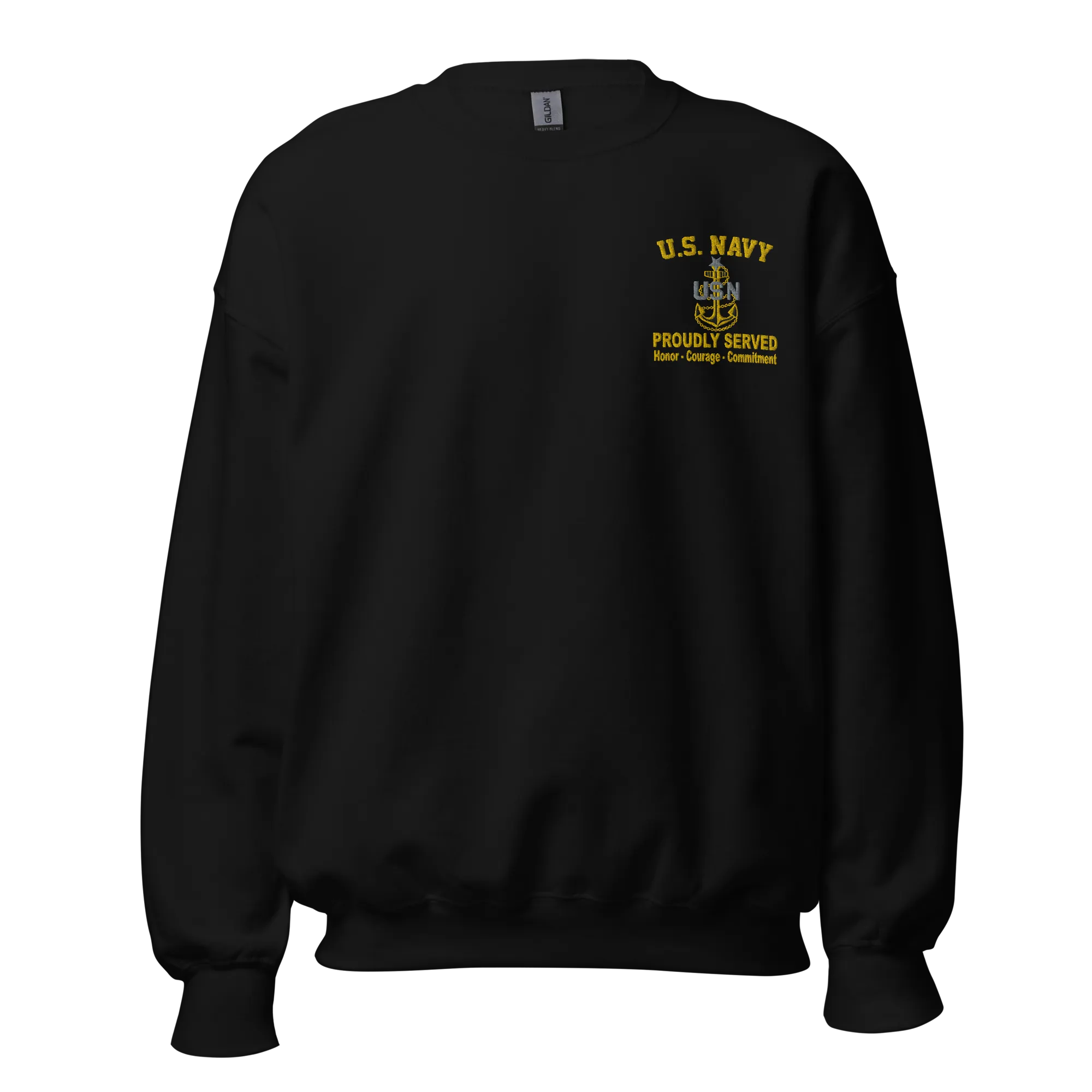 Custom US Navy Ranks, Insignia Core Values Embroidered Unisex Sweatshirt