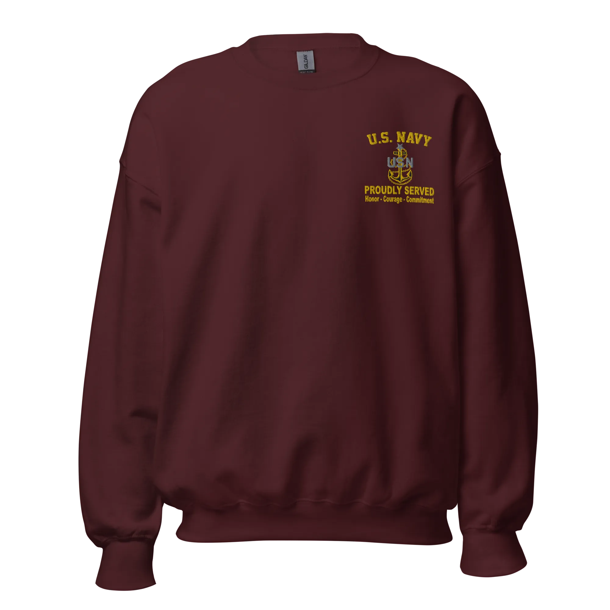 Custom US Navy Ranks, Insignia Core Values Embroidered Unisex Sweatshirt