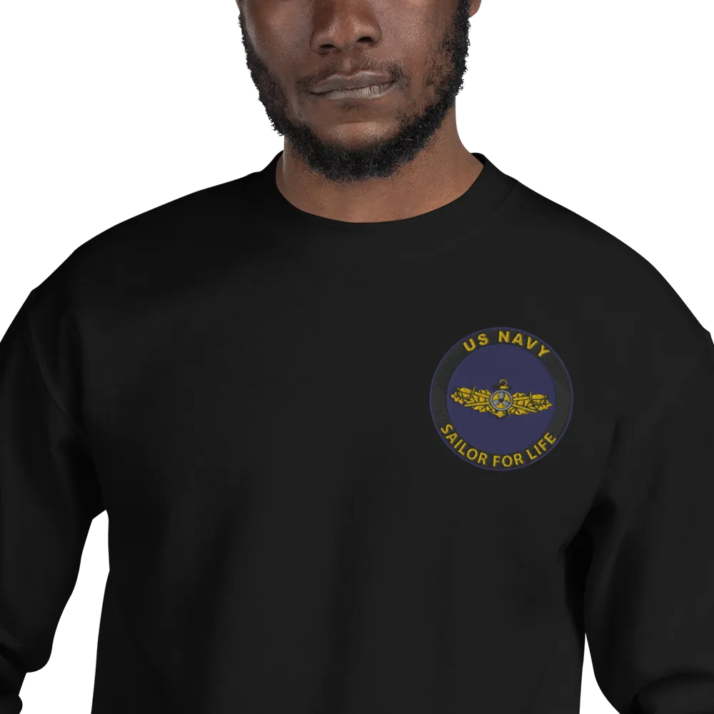 Custom US Navy Ranks, Insignia Sailor For Life Embroidered Unisex Sweatshirt