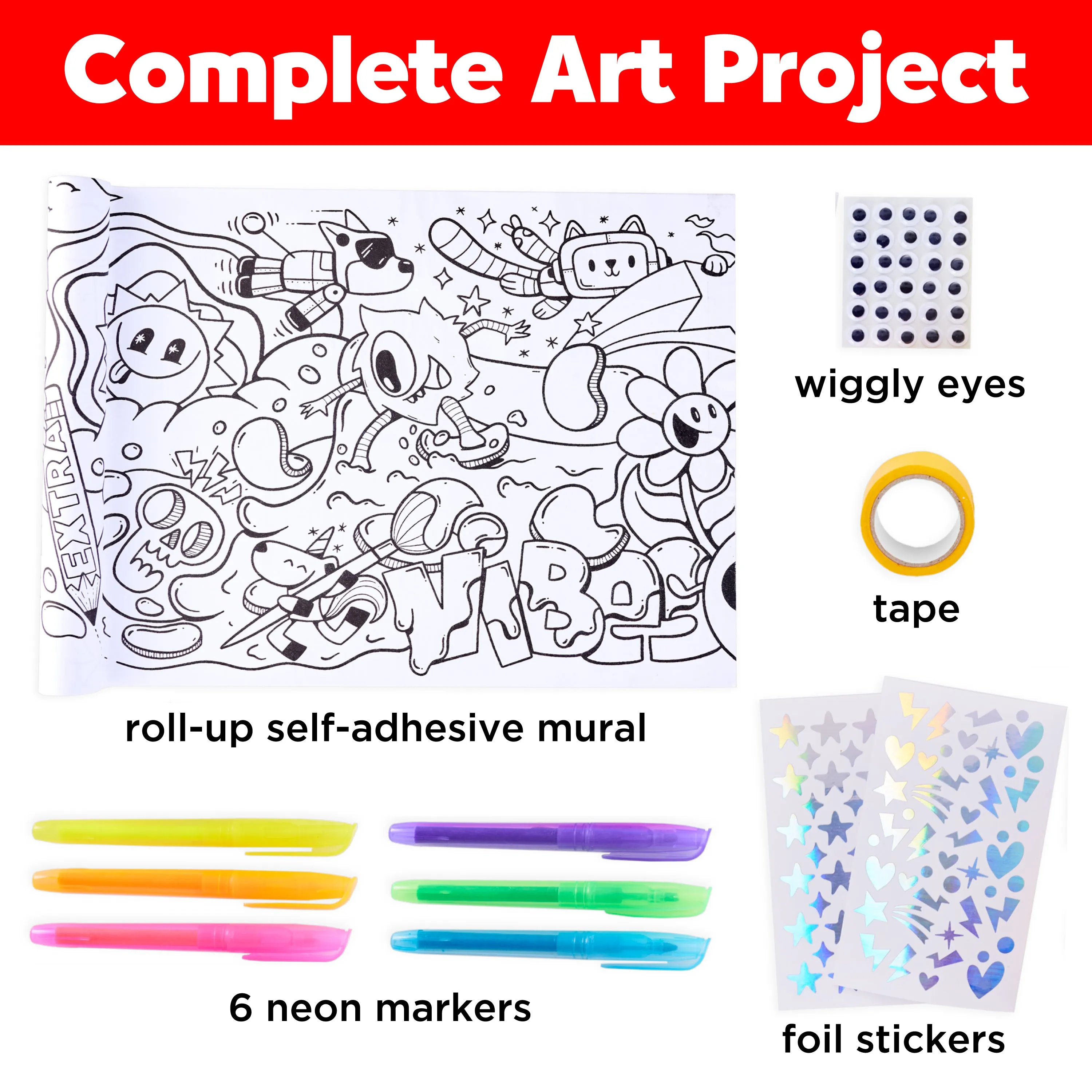 Faber-Castell Color in Mural Doodle Art Kit - Neon Adventure