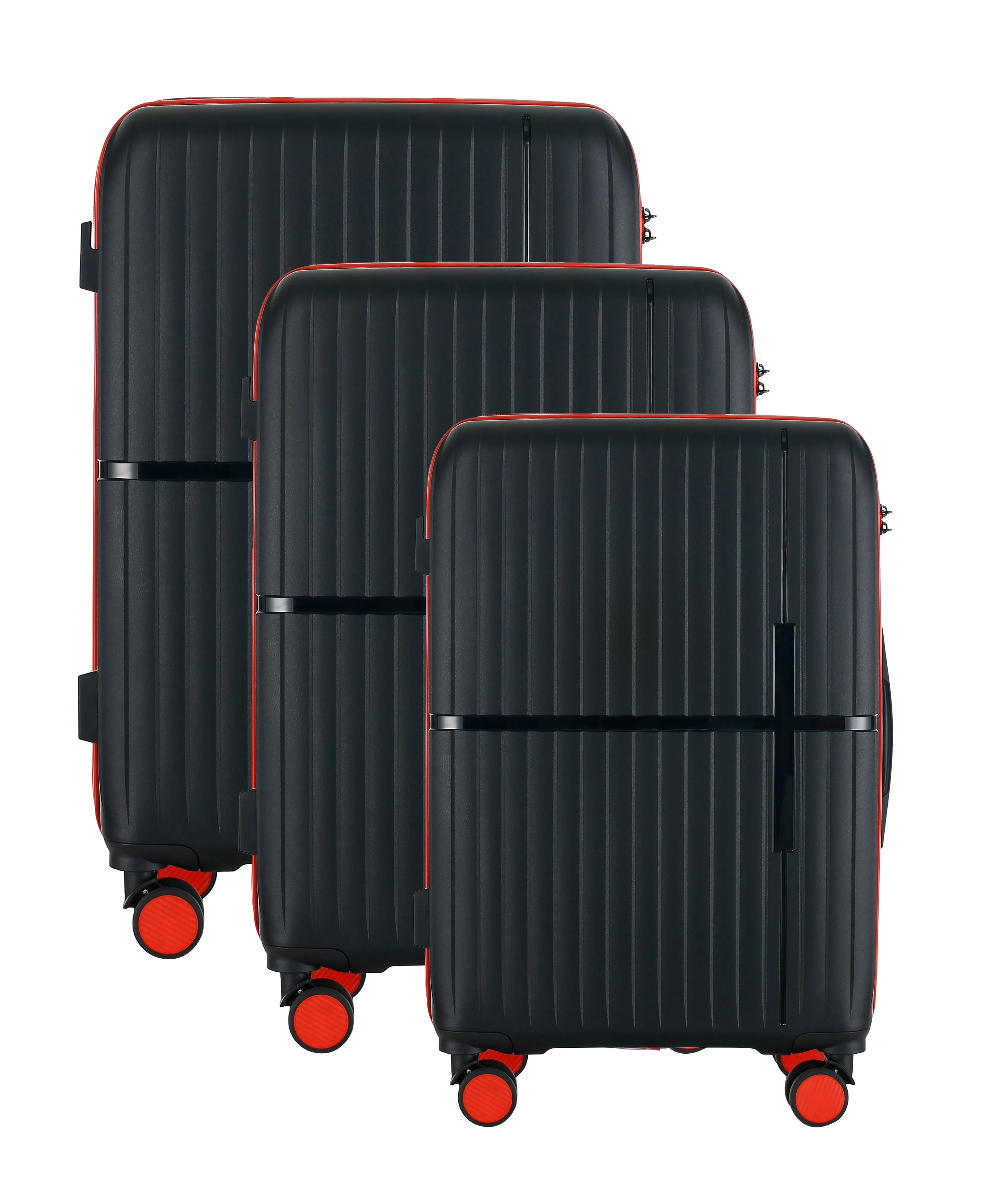 GALA 3-Piece Luggage Set – Polycarbonate Hardshell, Lightweight, 360° Dual Spinning Wheels, Combo Lock - 20", 24", 28" - Black