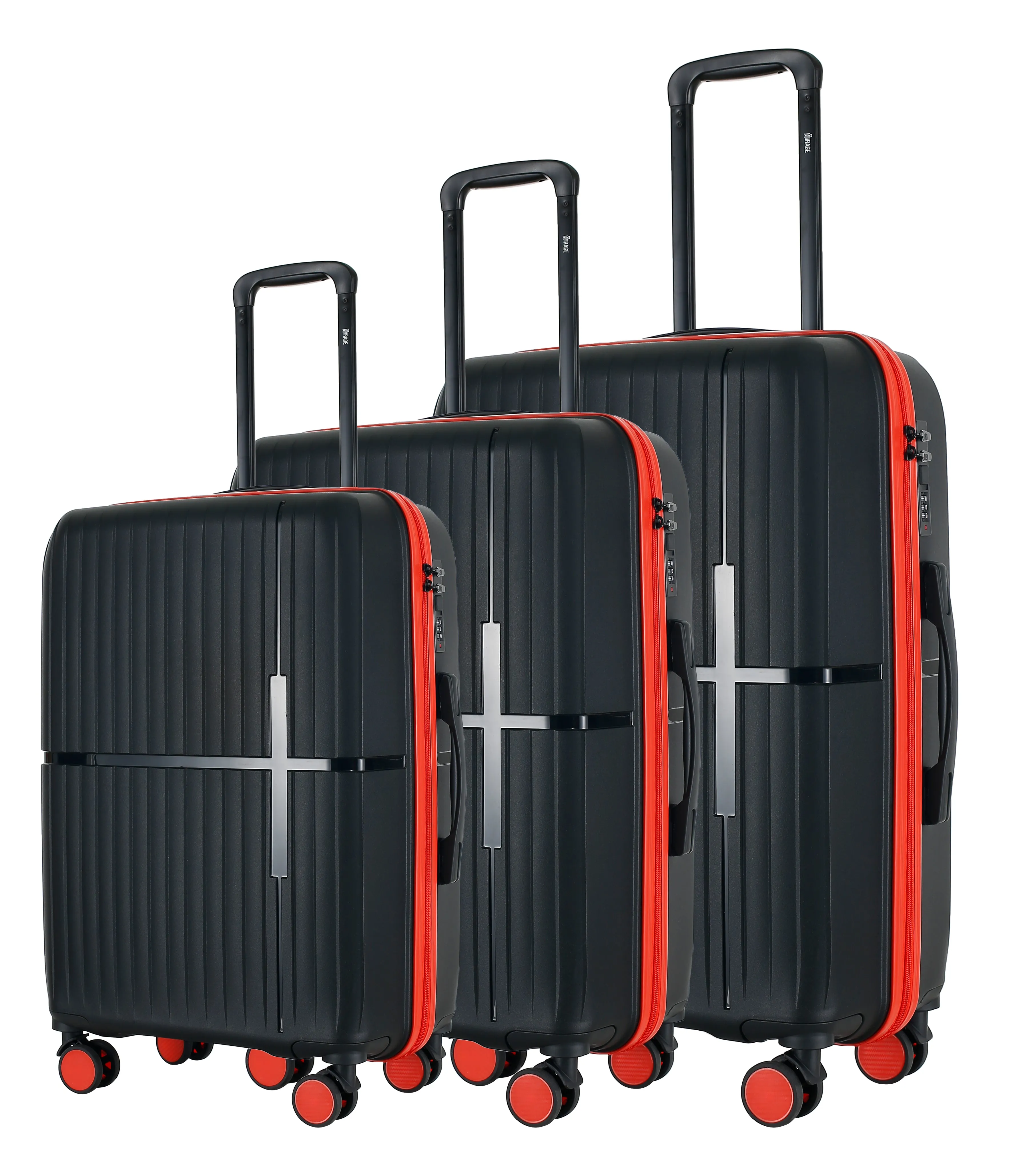 GALA 3-Piece Luggage Set – Polycarbonate Hardshell, Lightweight, 360° Dual Spinning Wheels, Combo Lock - 20", 24", 28" - Black