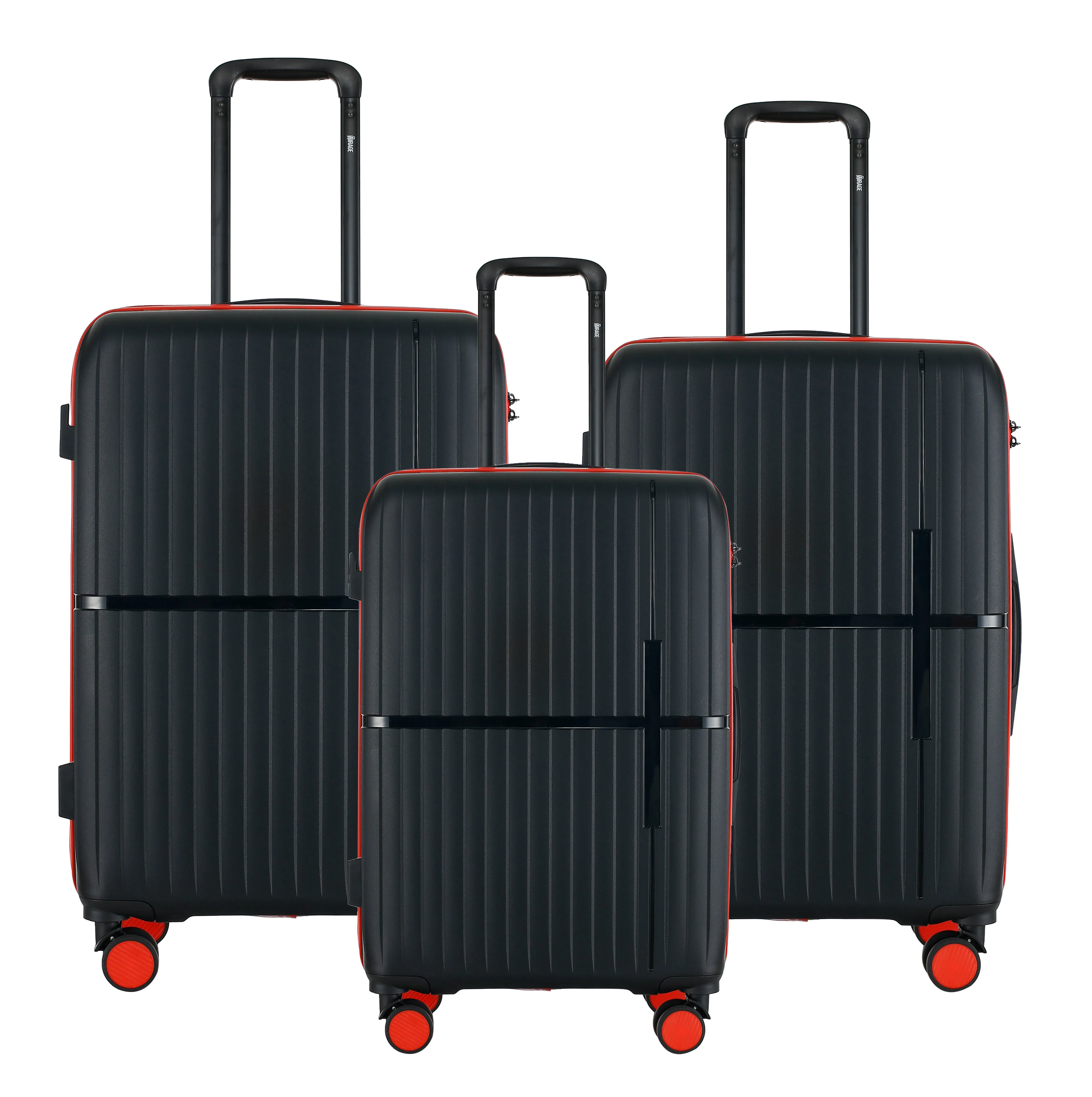GALA 3-Piece Luggage Set – Polycarbonate Hardshell, Lightweight, 360° Dual Spinning Wheels, Combo Lock - 20", 24", 28" - Black