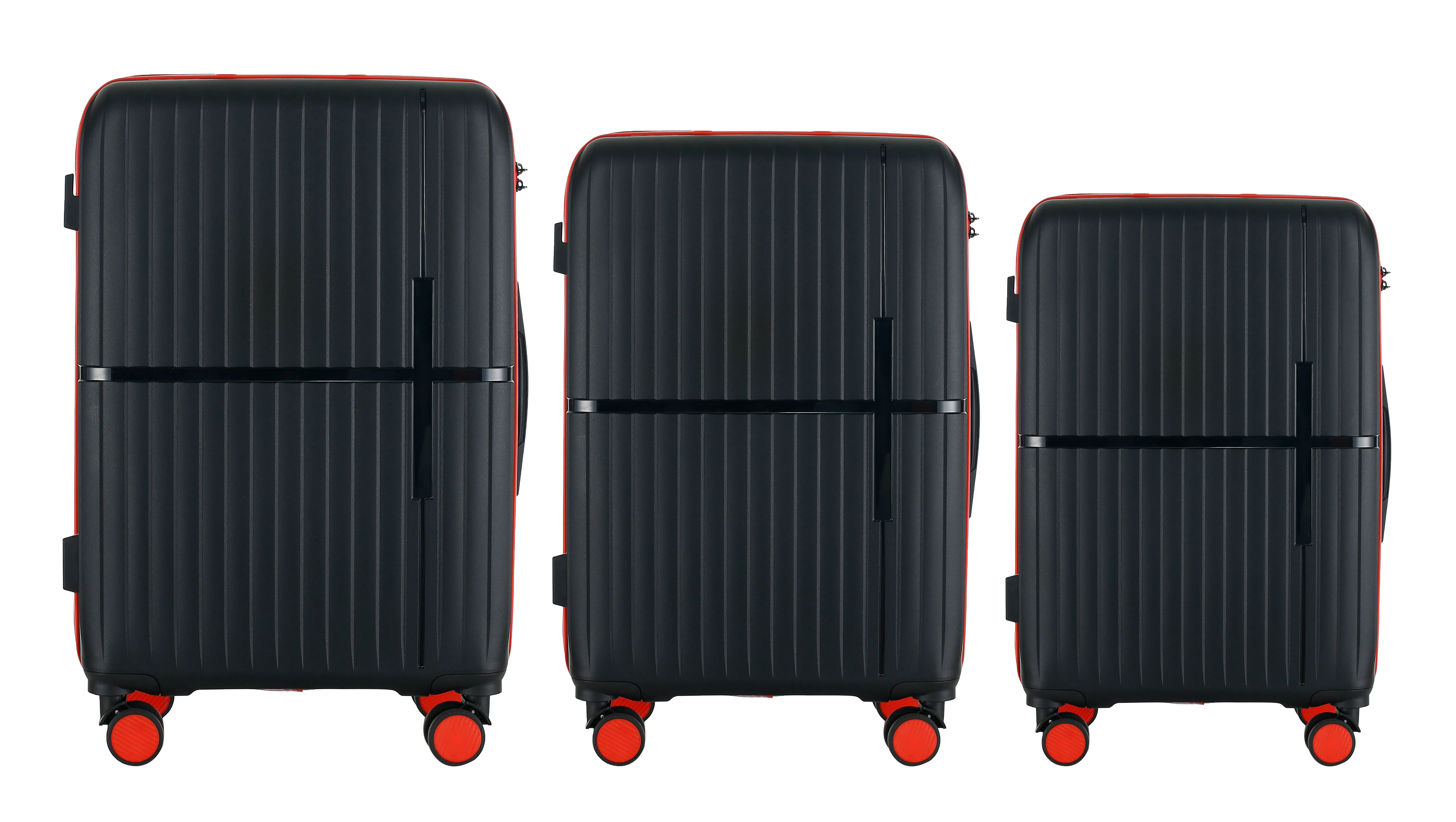 GALA 3-Piece Luggage Set – Polycarbonate Hardshell, Lightweight, 360° Dual Spinning Wheels, Combo Lock - 20", 24", 28" - Black