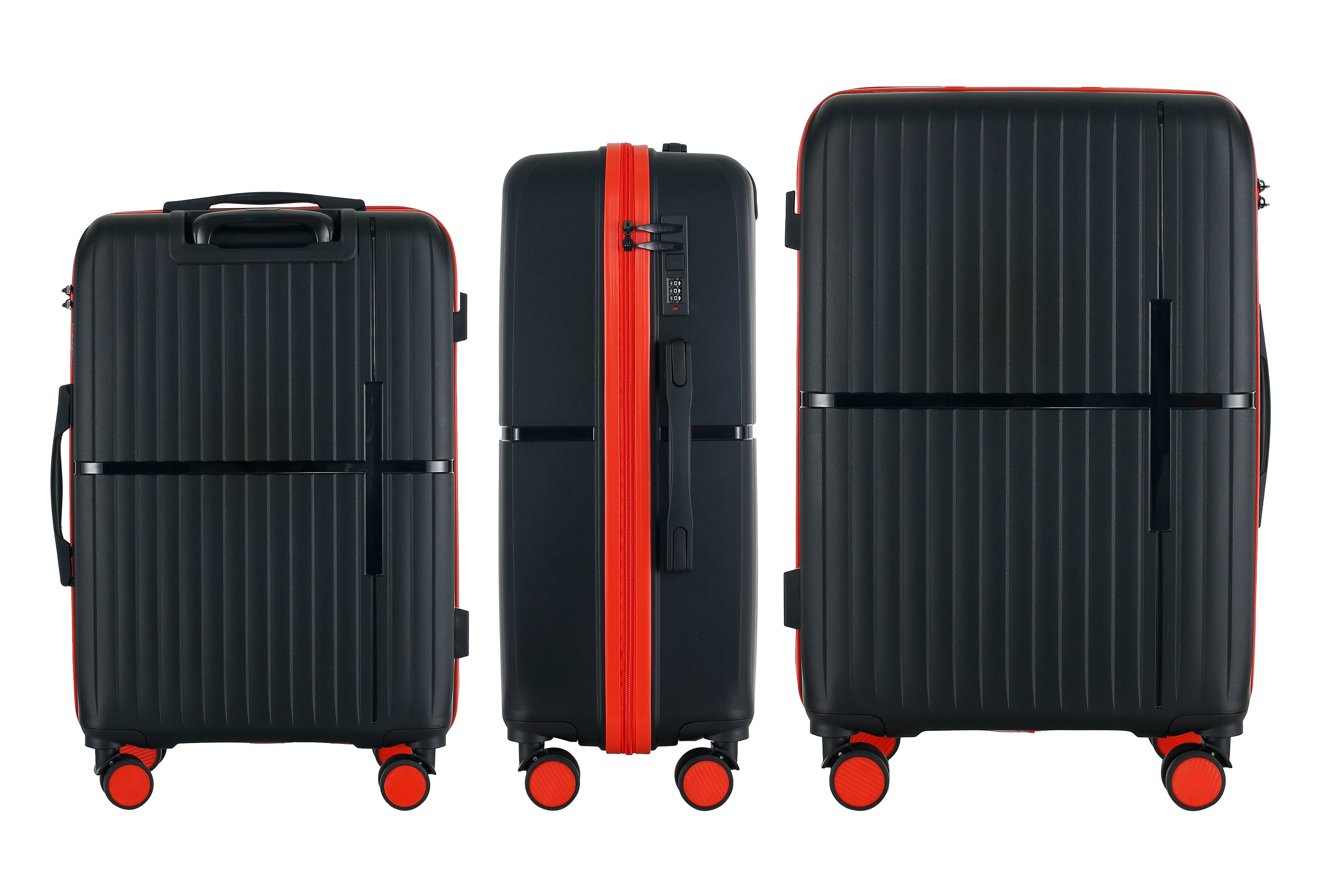 GALA 3-Piece Luggage Set – Polycarbonate Hardshell, Lightweight, 360° Dual Spinning Wheels, Combo Lock - 20", 24", 28" - Black
