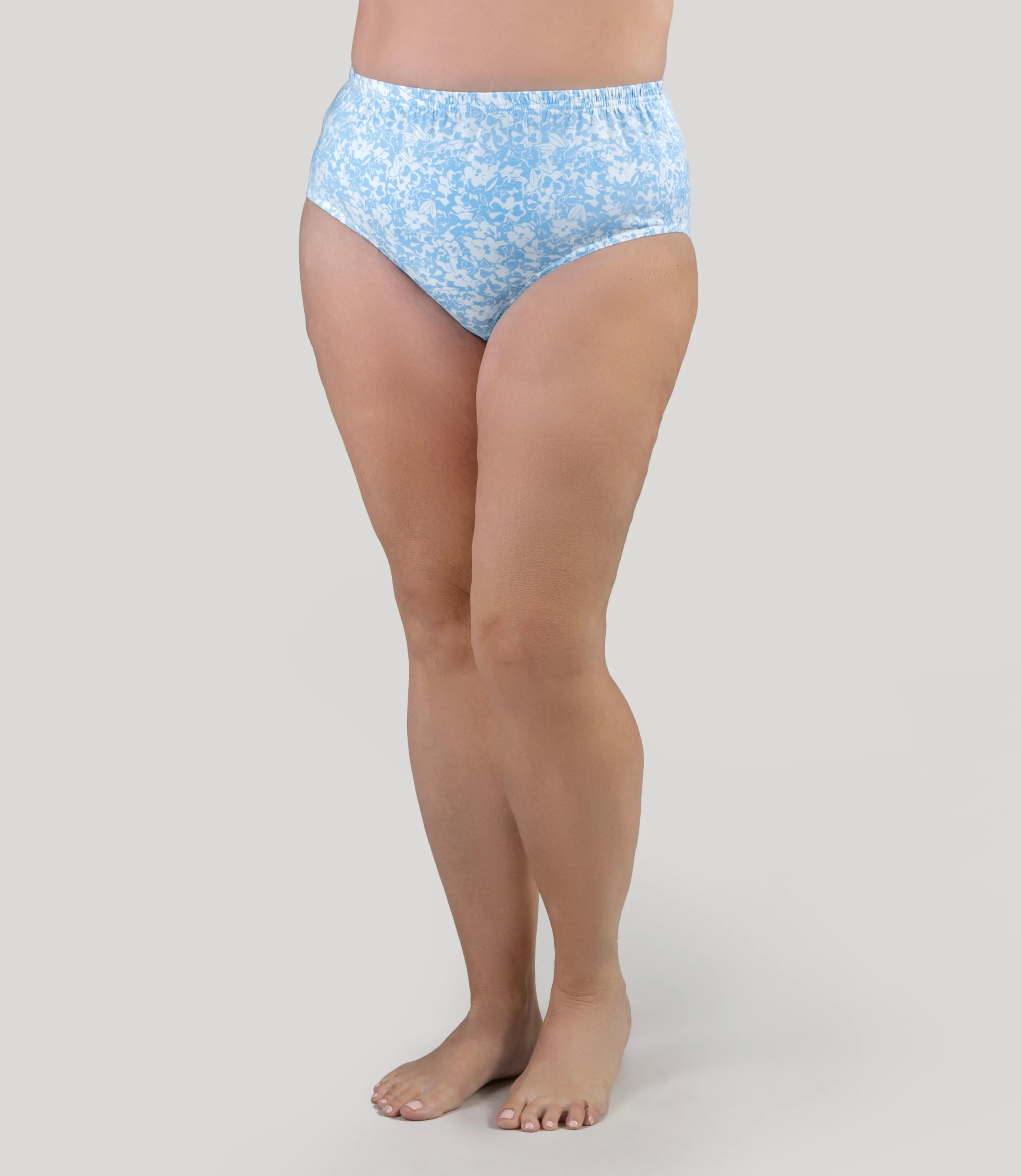 Junowear Cotton Stretch Classic Brief Blue Blossoms Print