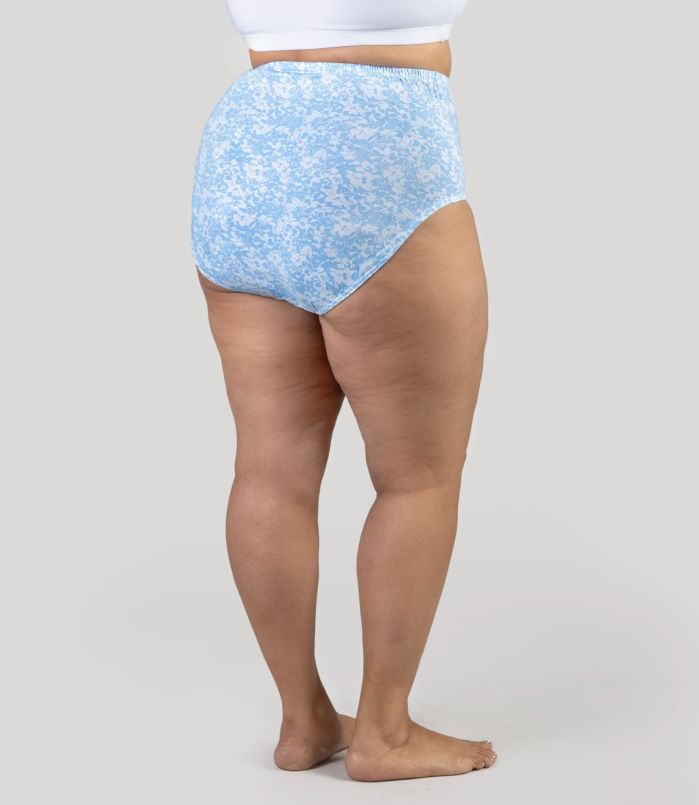Junowear Cotton Stretch Full Fit Brief Blue Blossoms Print