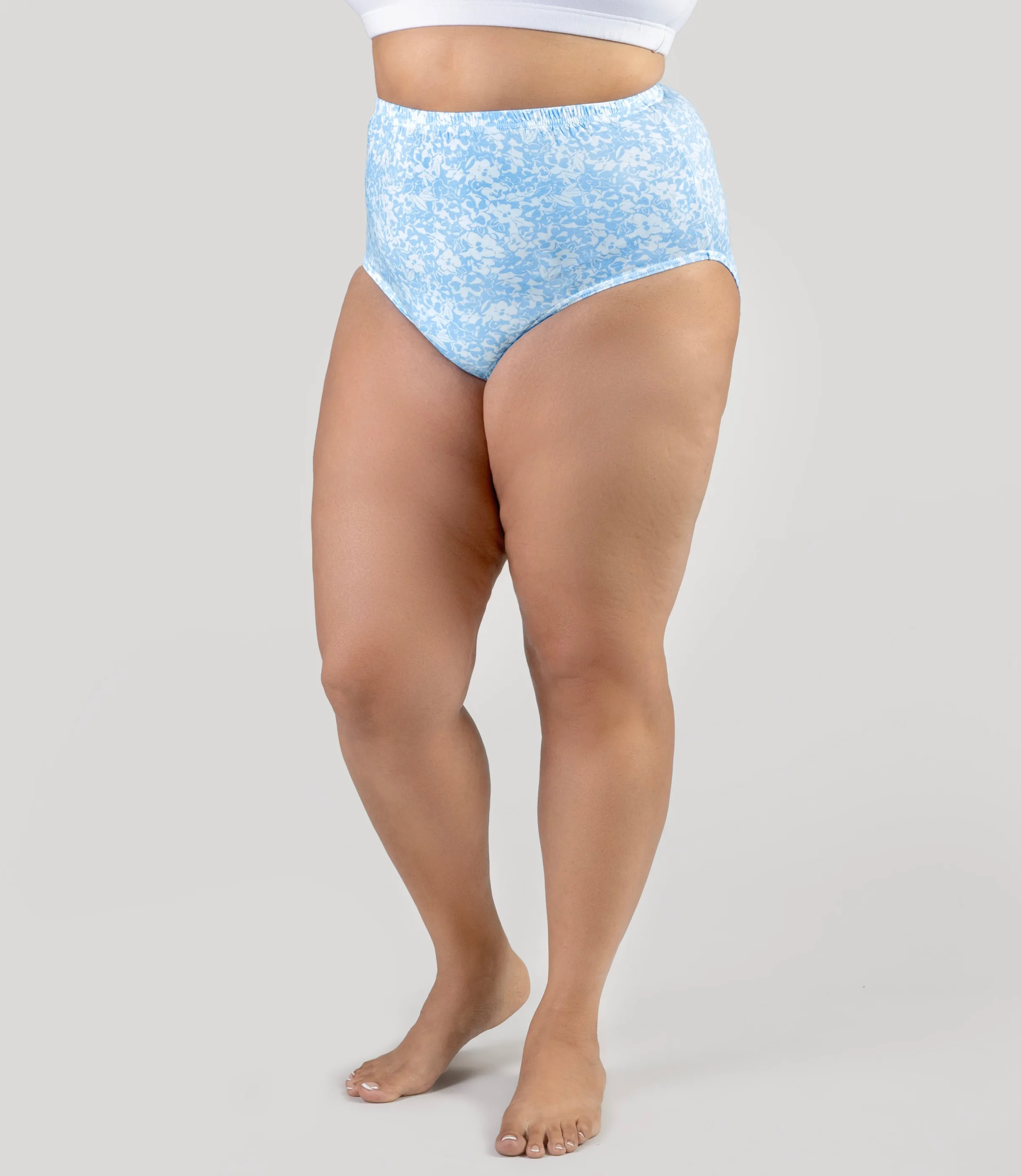 Junowear Cotton Stretch Full Fit Brief Blue Blossoms Print