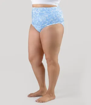 Junowear Cotton Stretch High Waist Brief Blue Blossoms Print