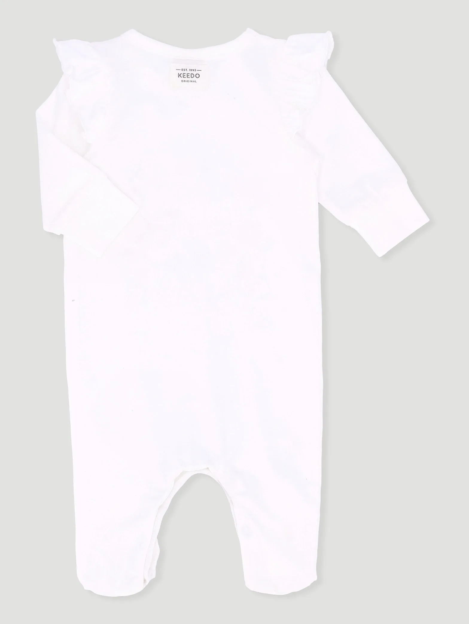 Keedo Baby Girls Frilled Cotton Lycra Sleepsuit with Placement Print