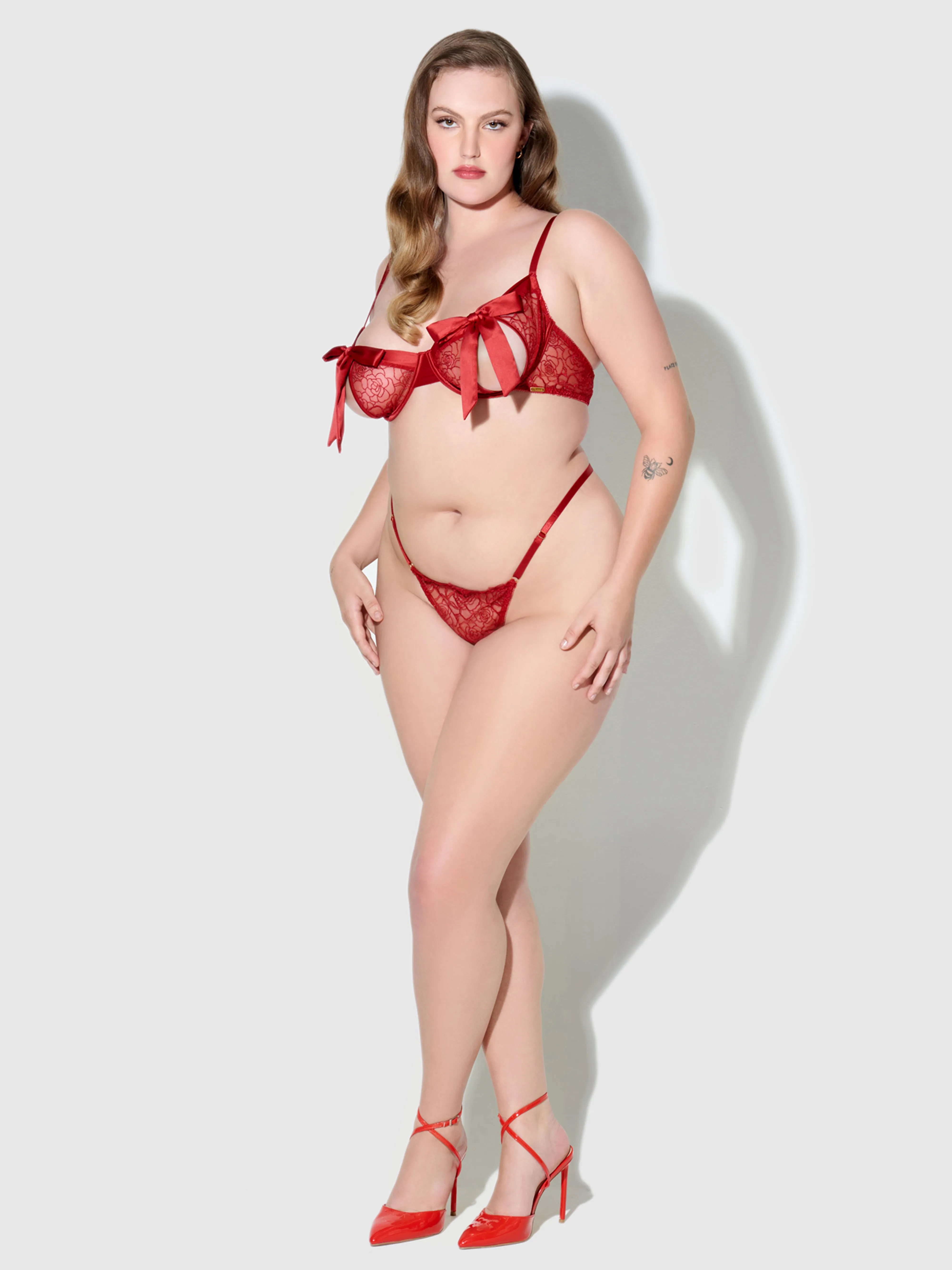 Melrose Satin Bow Tie Up Open Cup Bra