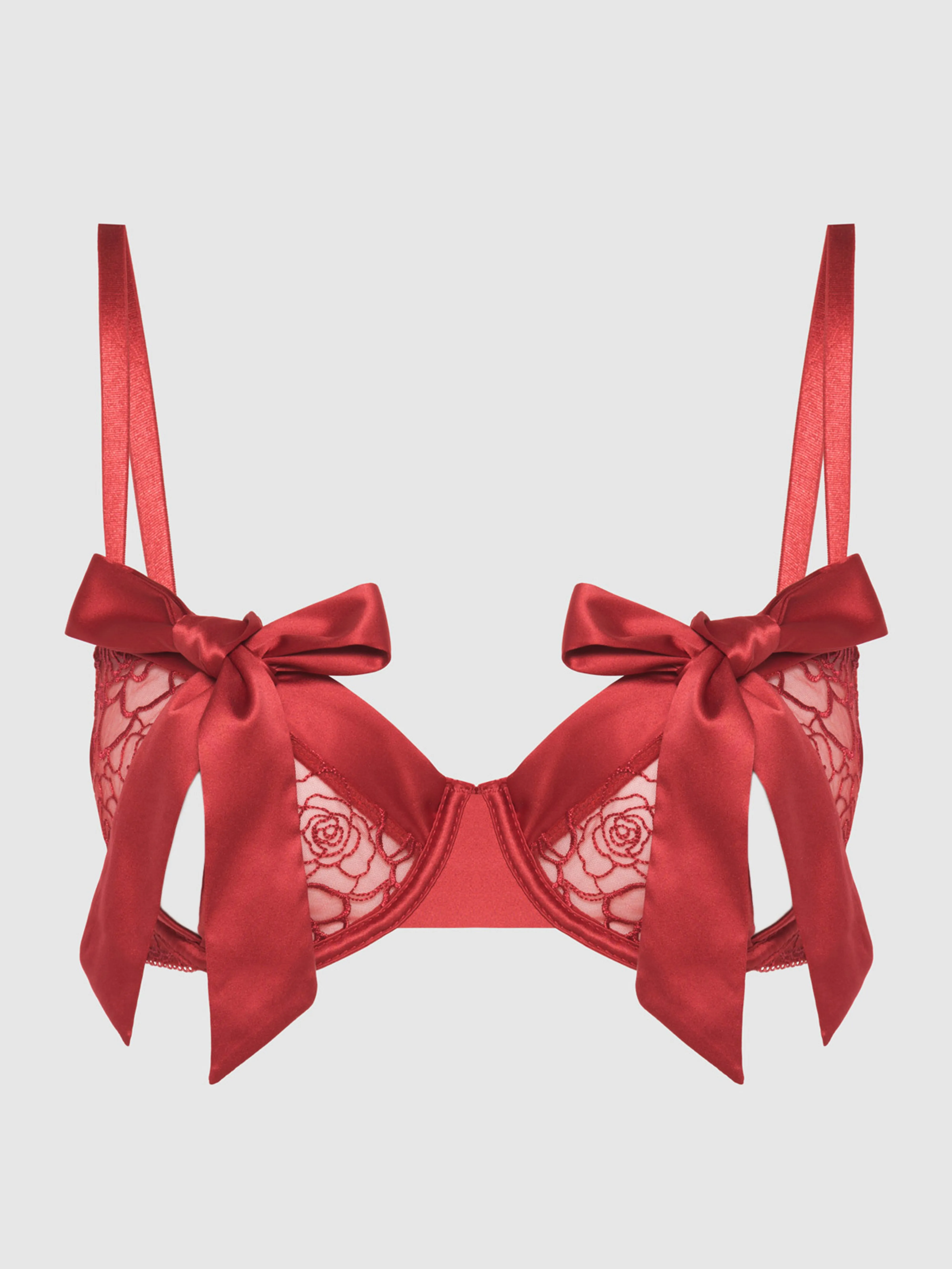 Melrose Satin Bow Tie Up Open Cup Bra