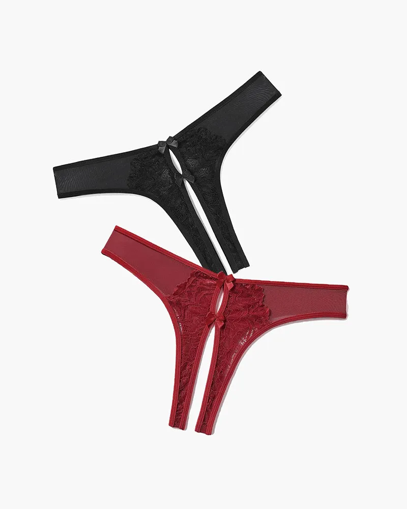 Mesh Panties Briefs with Cute Bow