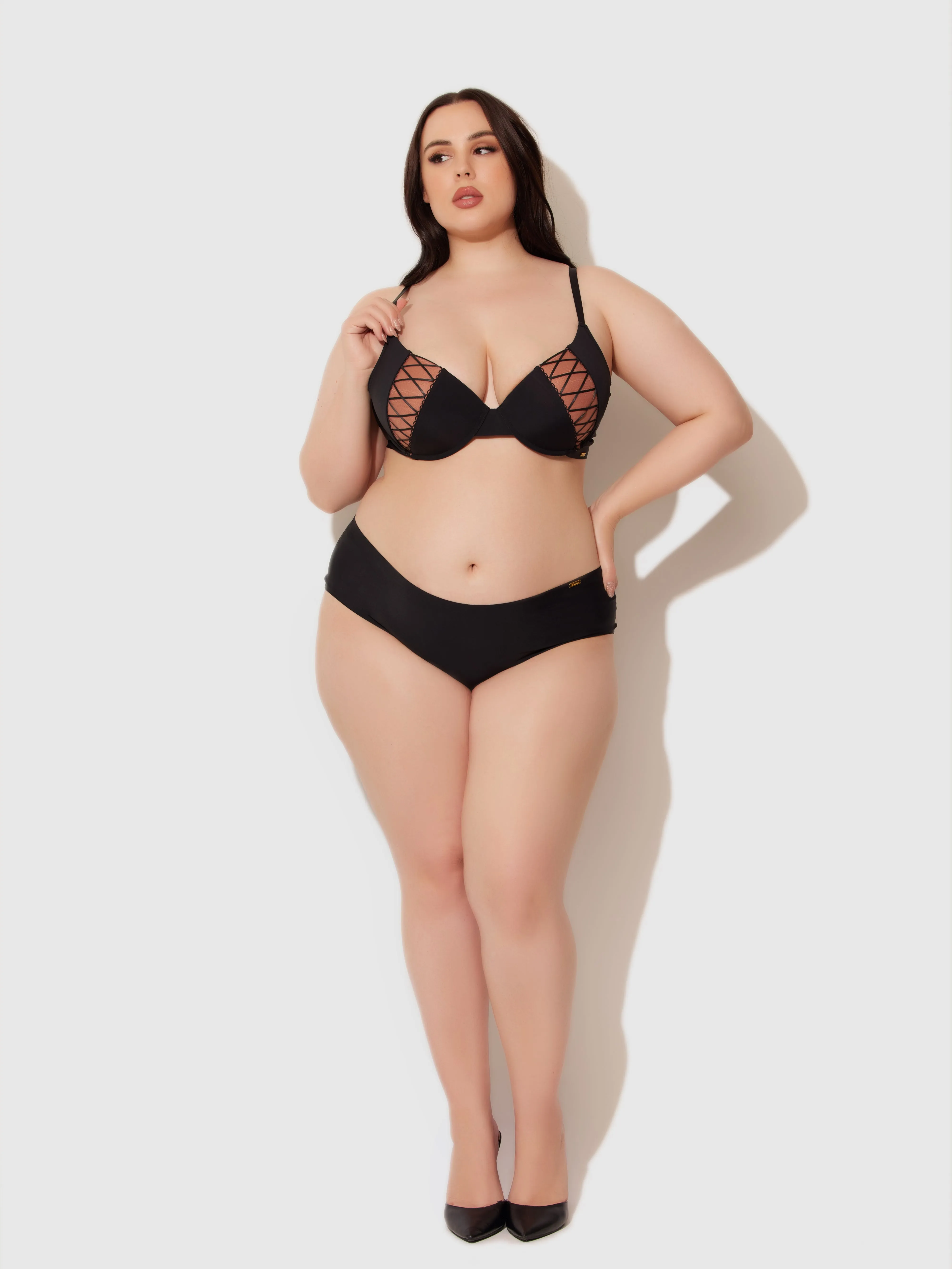 Natalia Micro Lace Up Plunge Push Up Bra