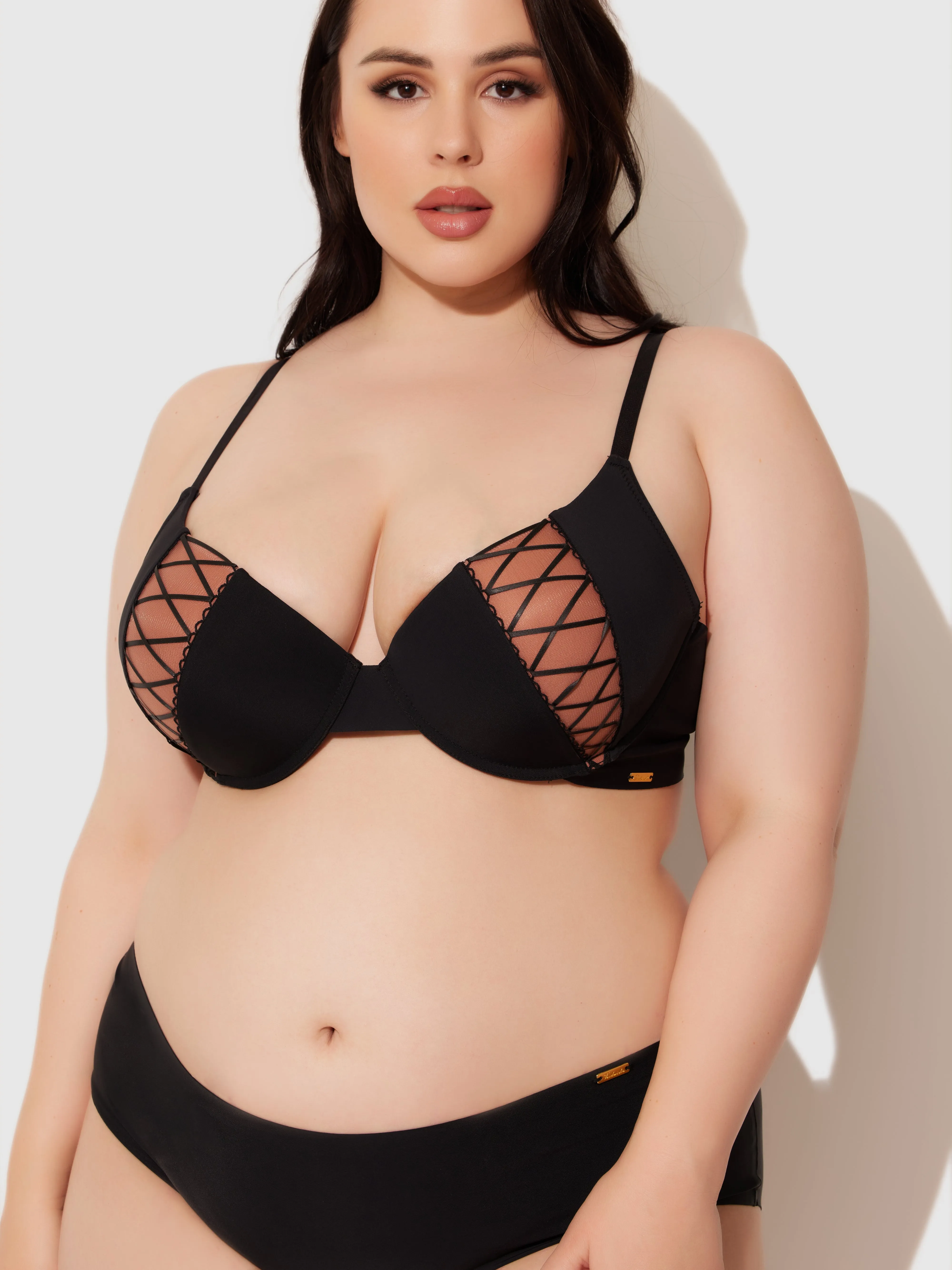 Natalia Micro Lace Up Plunge Push Up Bra