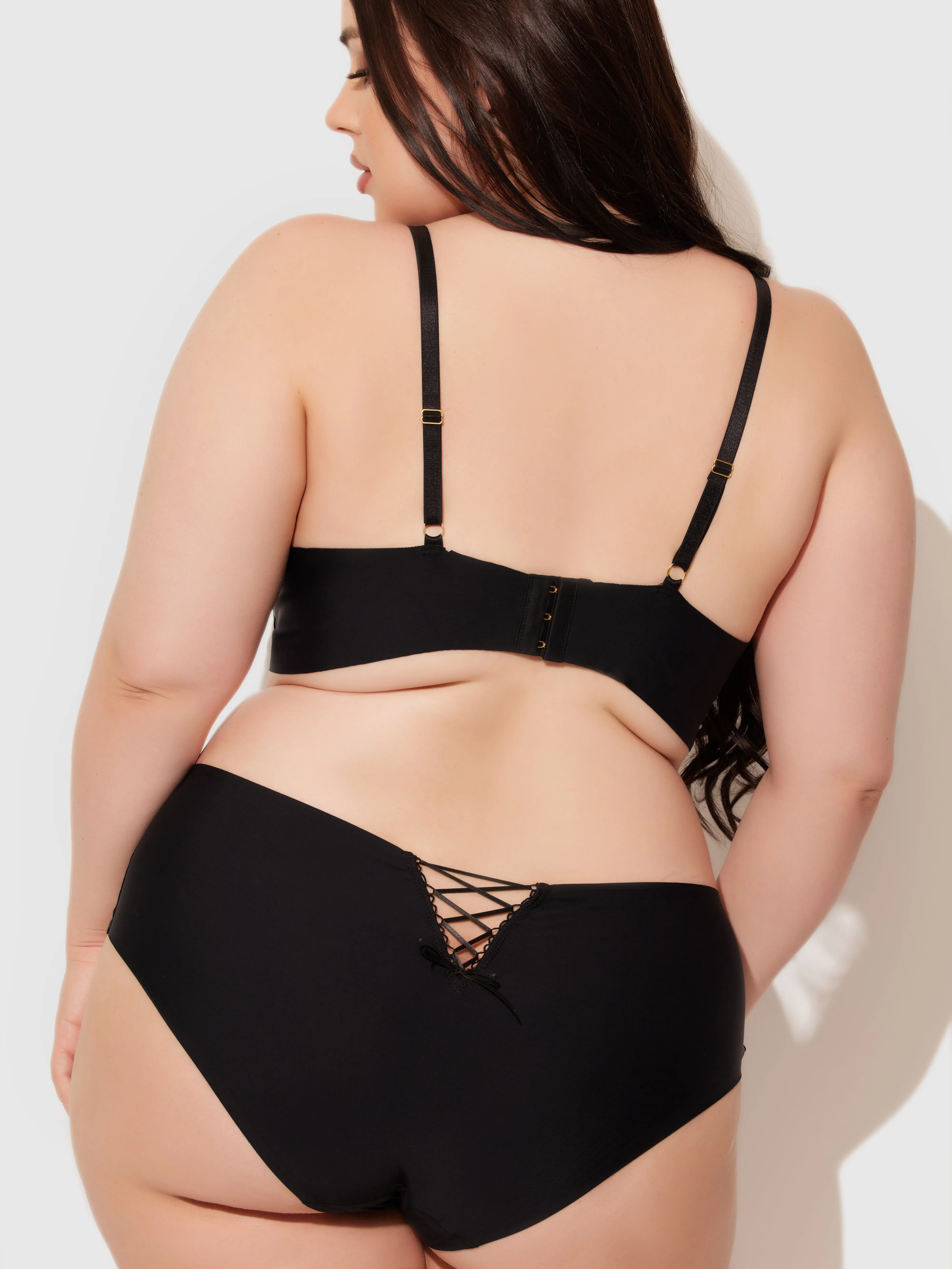 Natalia Micro Lace Up Plunge Push Up Bra