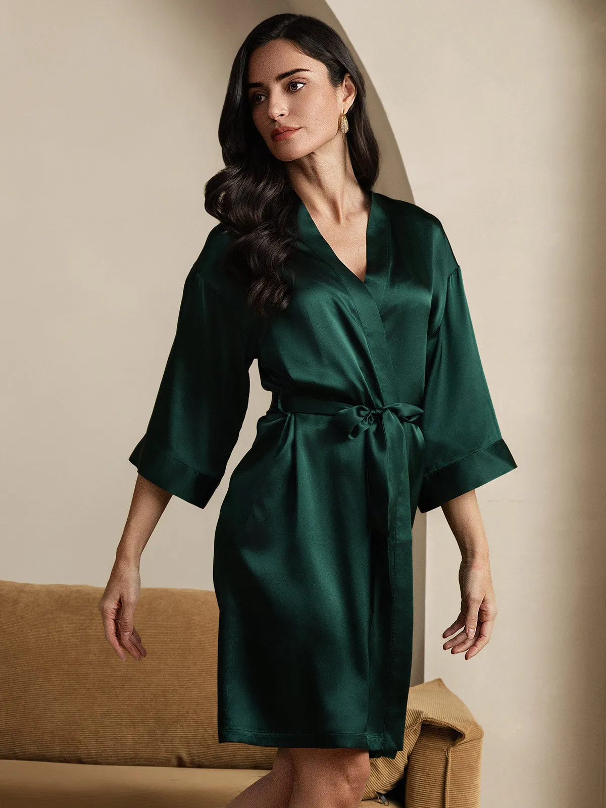 Pure Silk Belted Wrap Womens Robe
