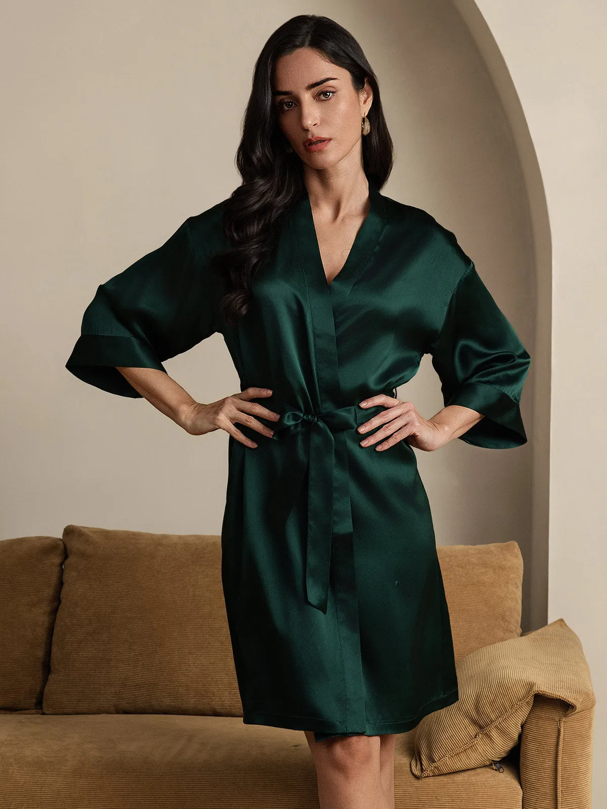 Pure Silk Belted Wrap Womens Robe