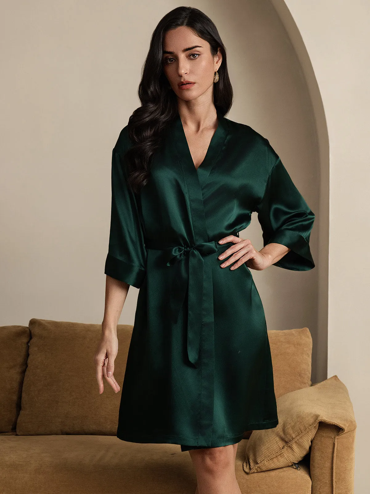 Pure Silk Belted Wrap Womens Robe