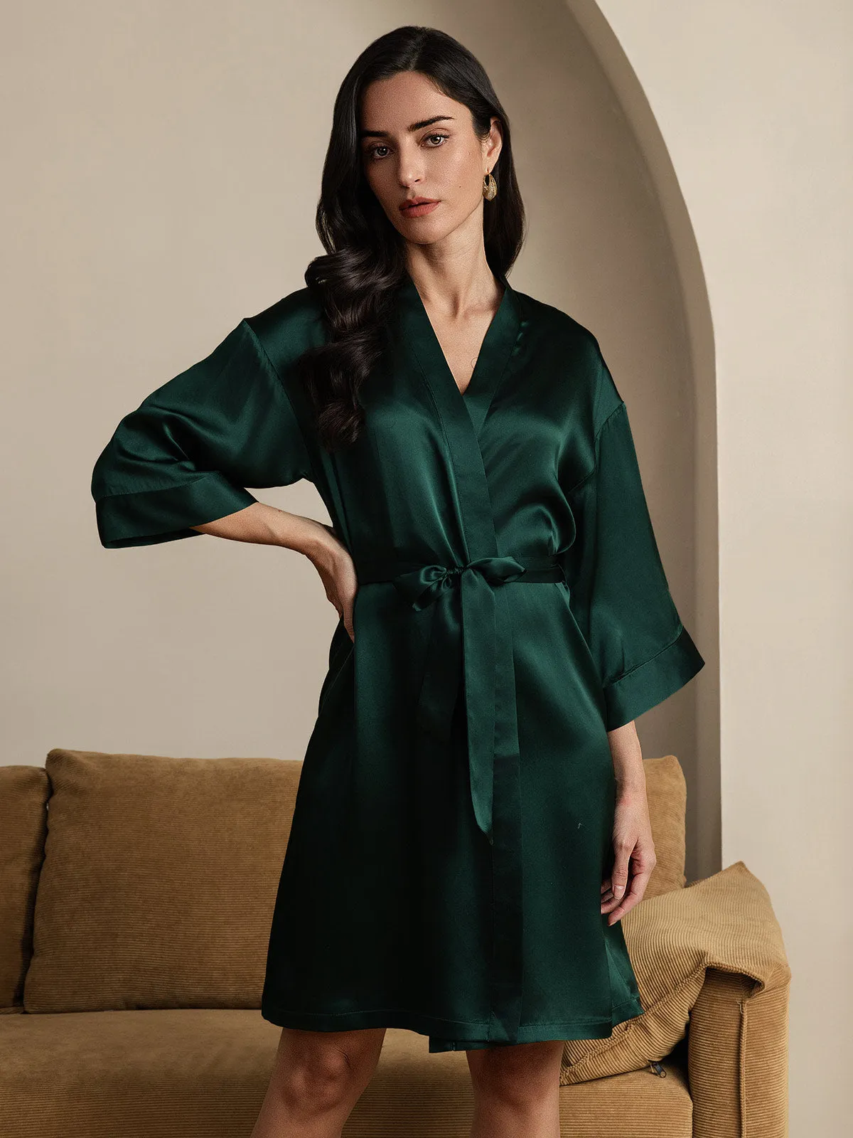 Pure Silk Belted Wrap Womens Robe