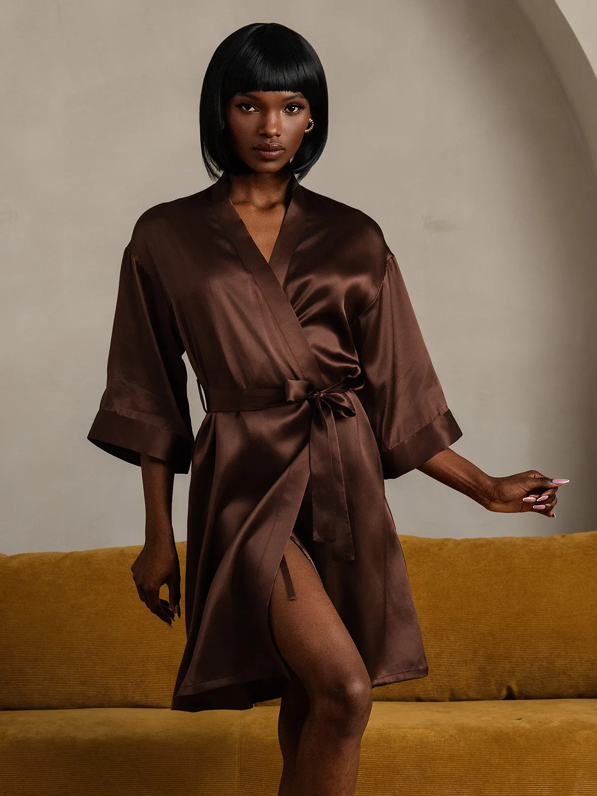 Pure Silk Belted Wrap Womens Robe