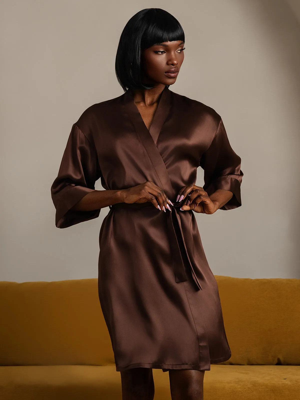 Pure Silk Belted Wrap Womens Robe