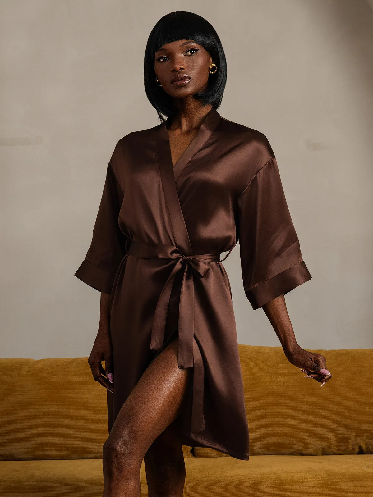Pure Silk Belted Wrap Womens Robe
