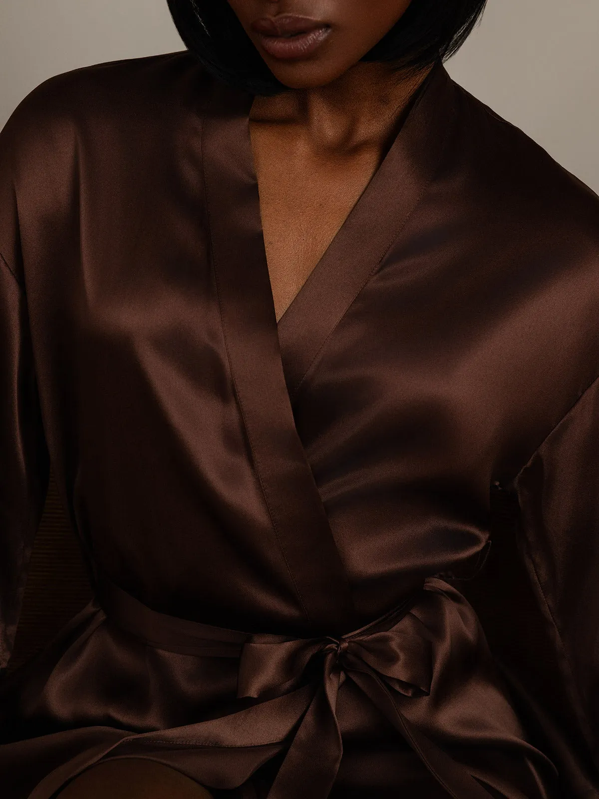 Pure Silk Belted Wrap Womens Robe