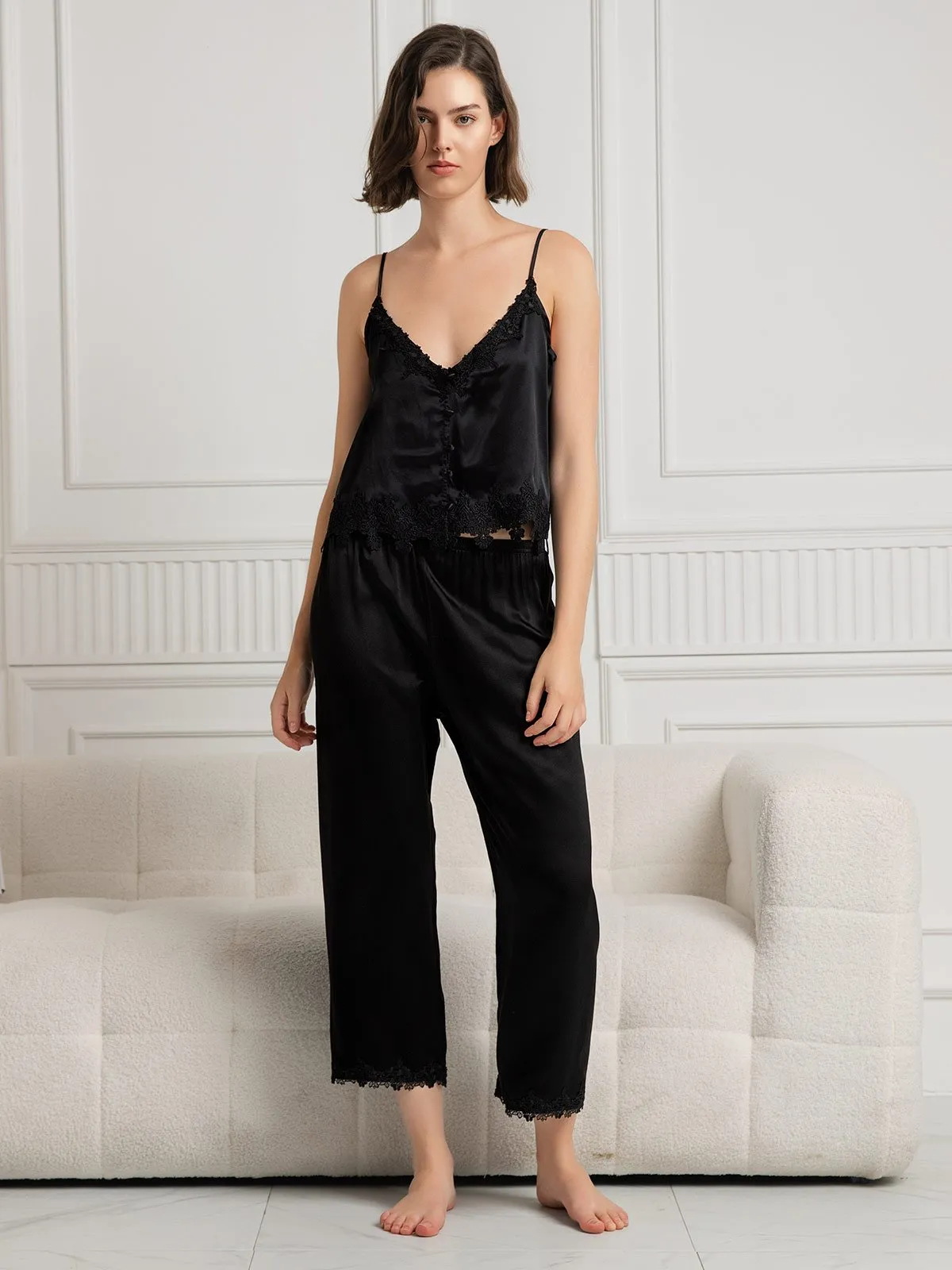Pure Silk Casual Cami & Pants Pajama Set